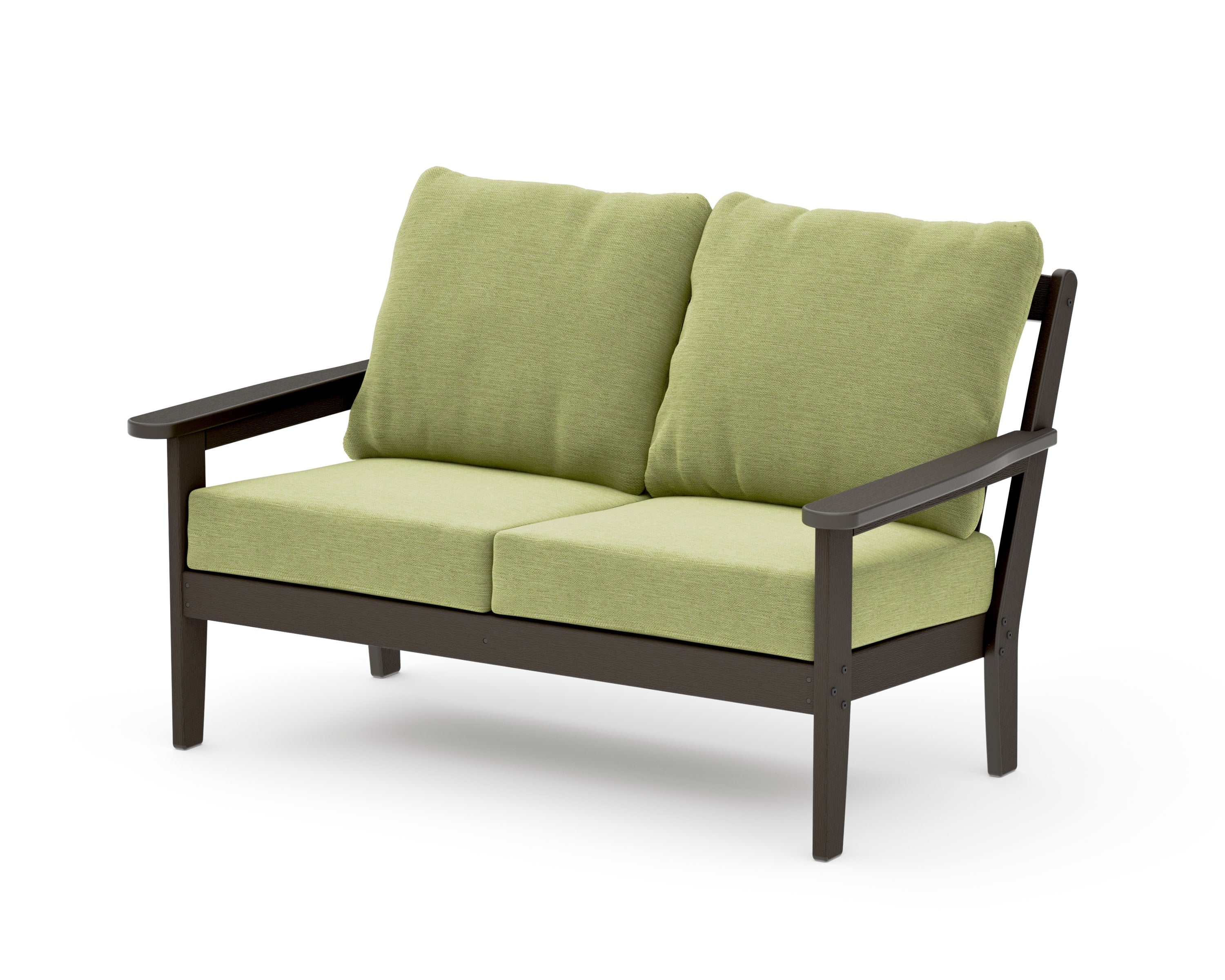 Cottage Deep Seating Loveseat in Vintage Coffee / Chartreuse Boucle