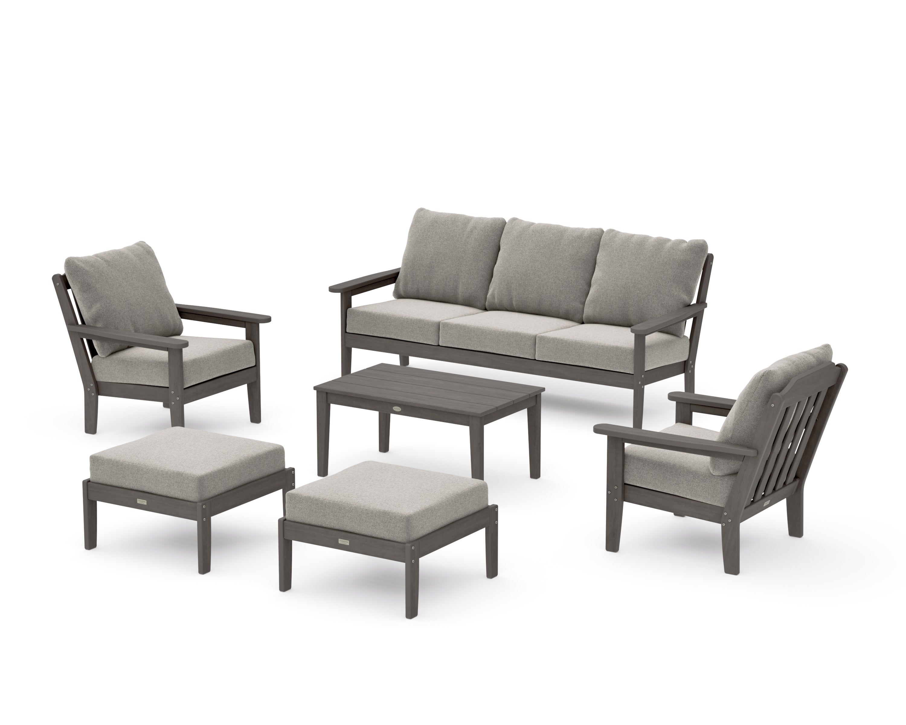 Cottage 6-Piece Lounge Sofa Set in Driftwood / Weathered Tweed