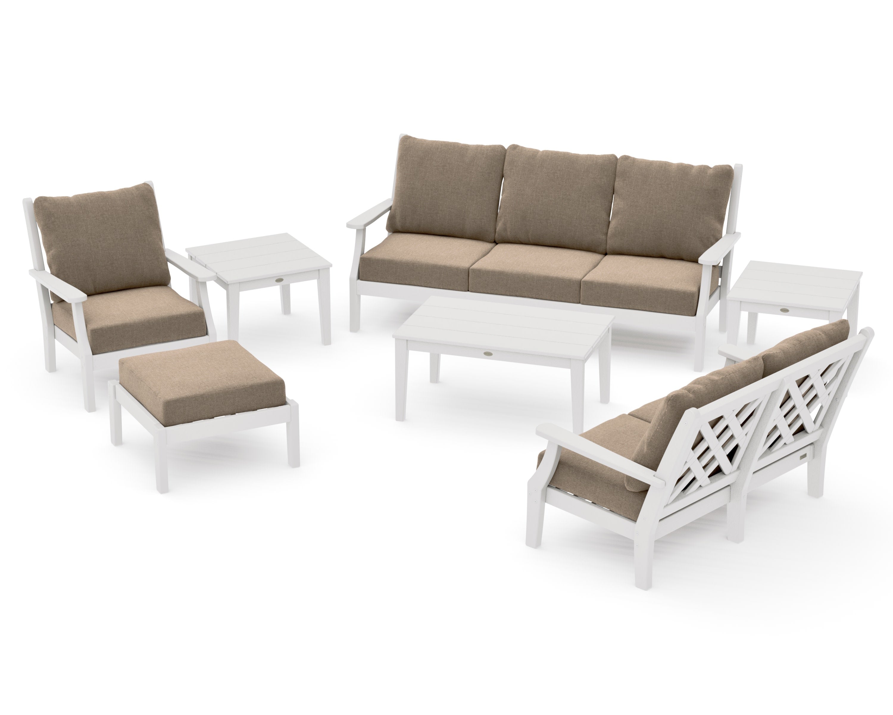 Wovendale 7-Piece Deep Seating Set in Vintage White / Spiced Burlap