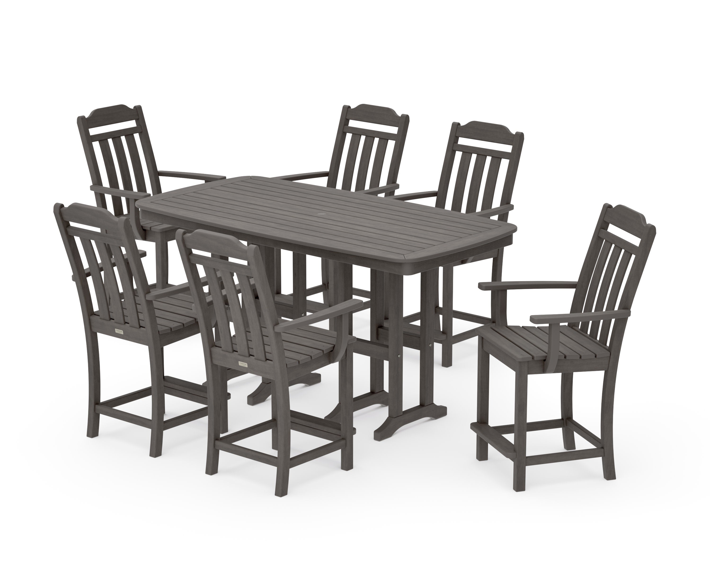 Cottage Arm Chair 7-Piece Counter Set in Driftwood