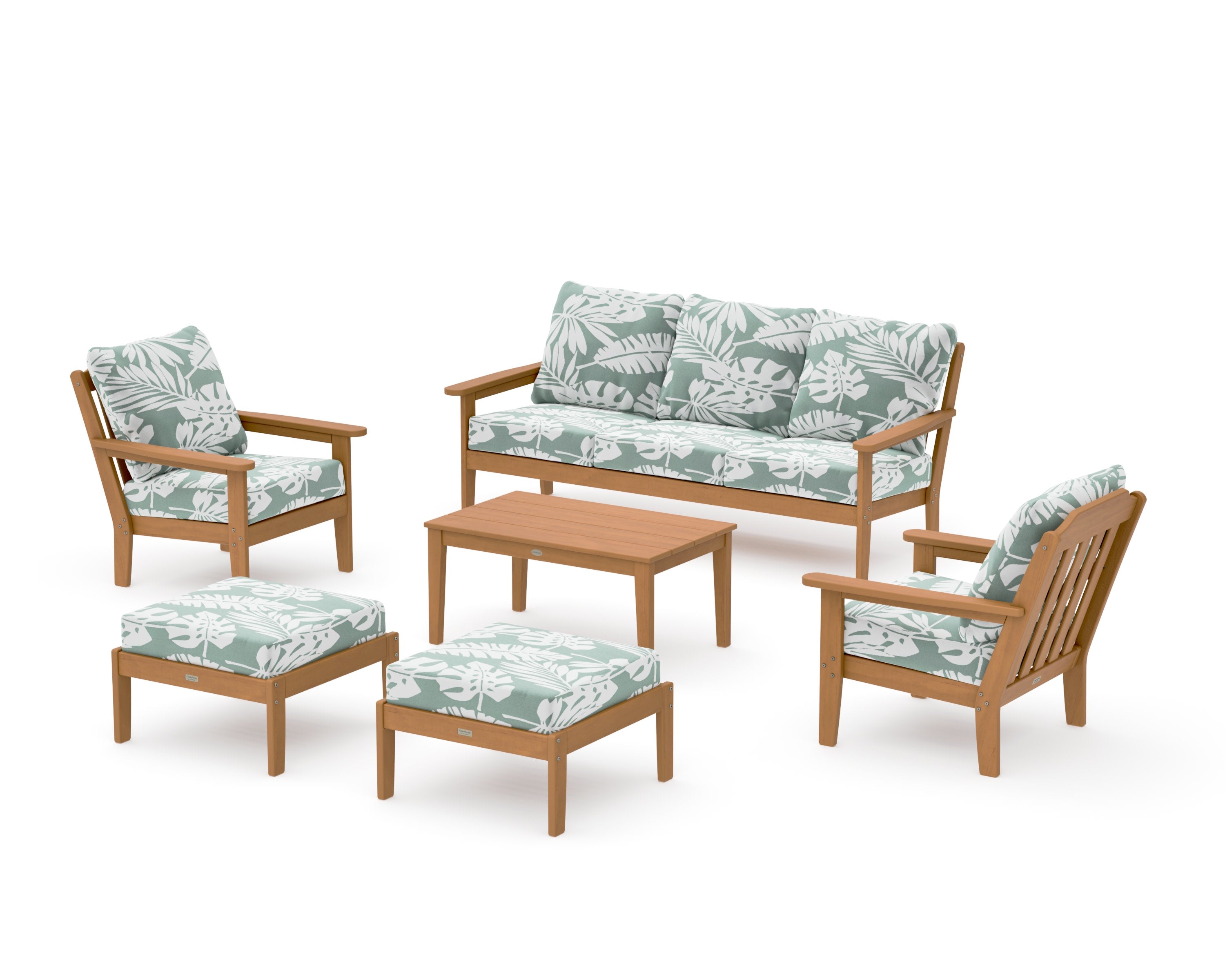 Cottage 6-Piece Lounge Sofa Set in Natural / Leaf Glacier Spa