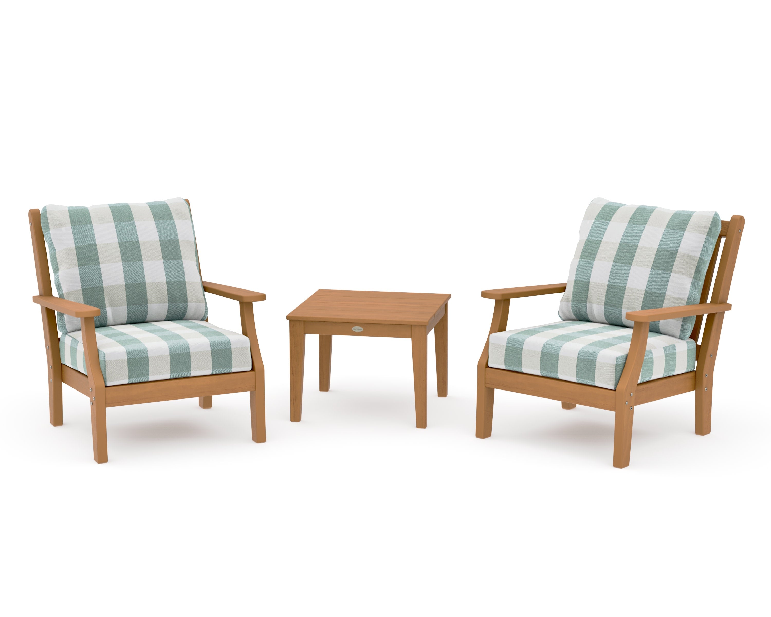 Wovendale 3-Piece Deep Seating Set in Natural / Buffalo Plaid Glacier Spa