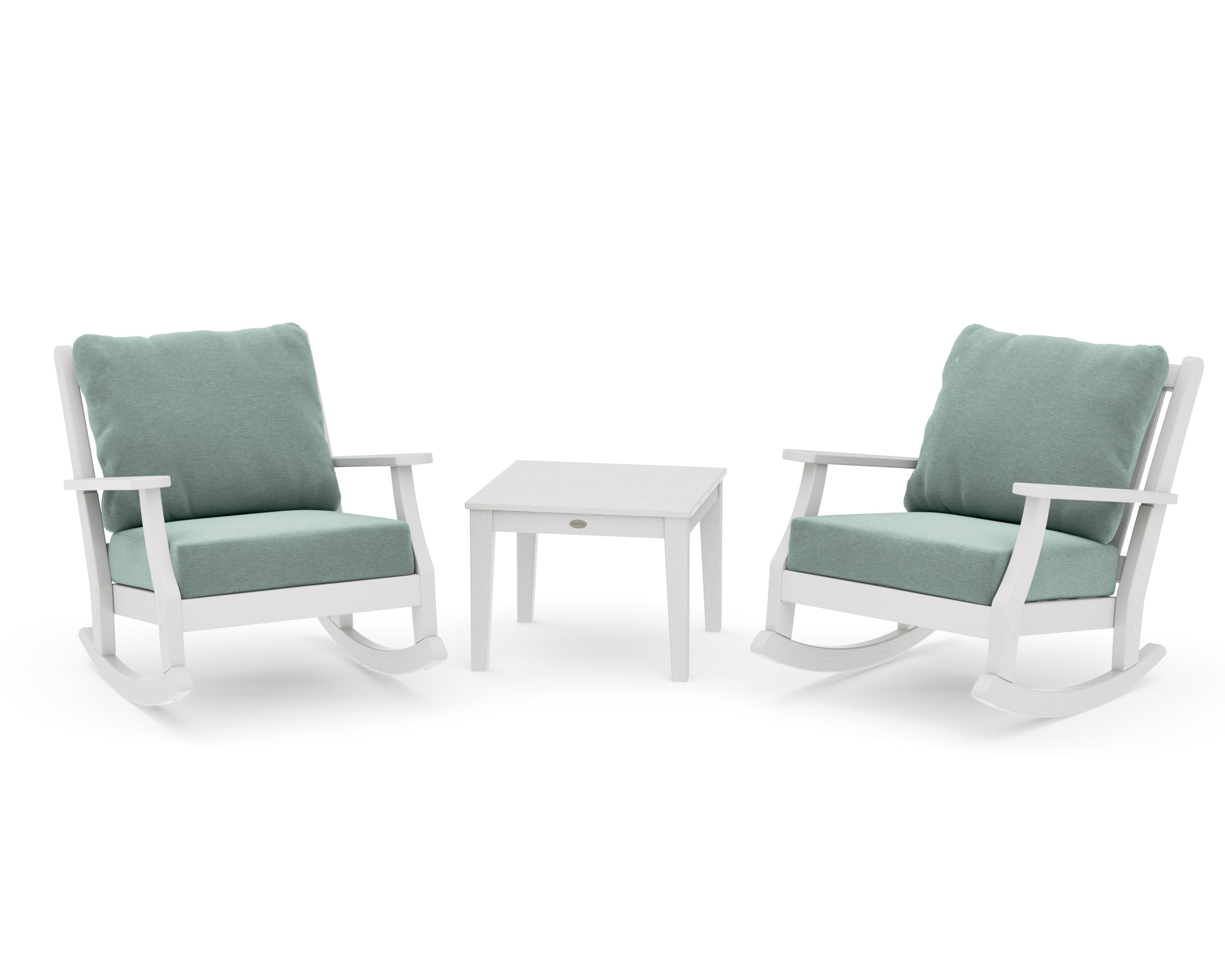 Wovendale 3-Piece Deep Seating Rocker Set in Vintage White / Glacier Spa
