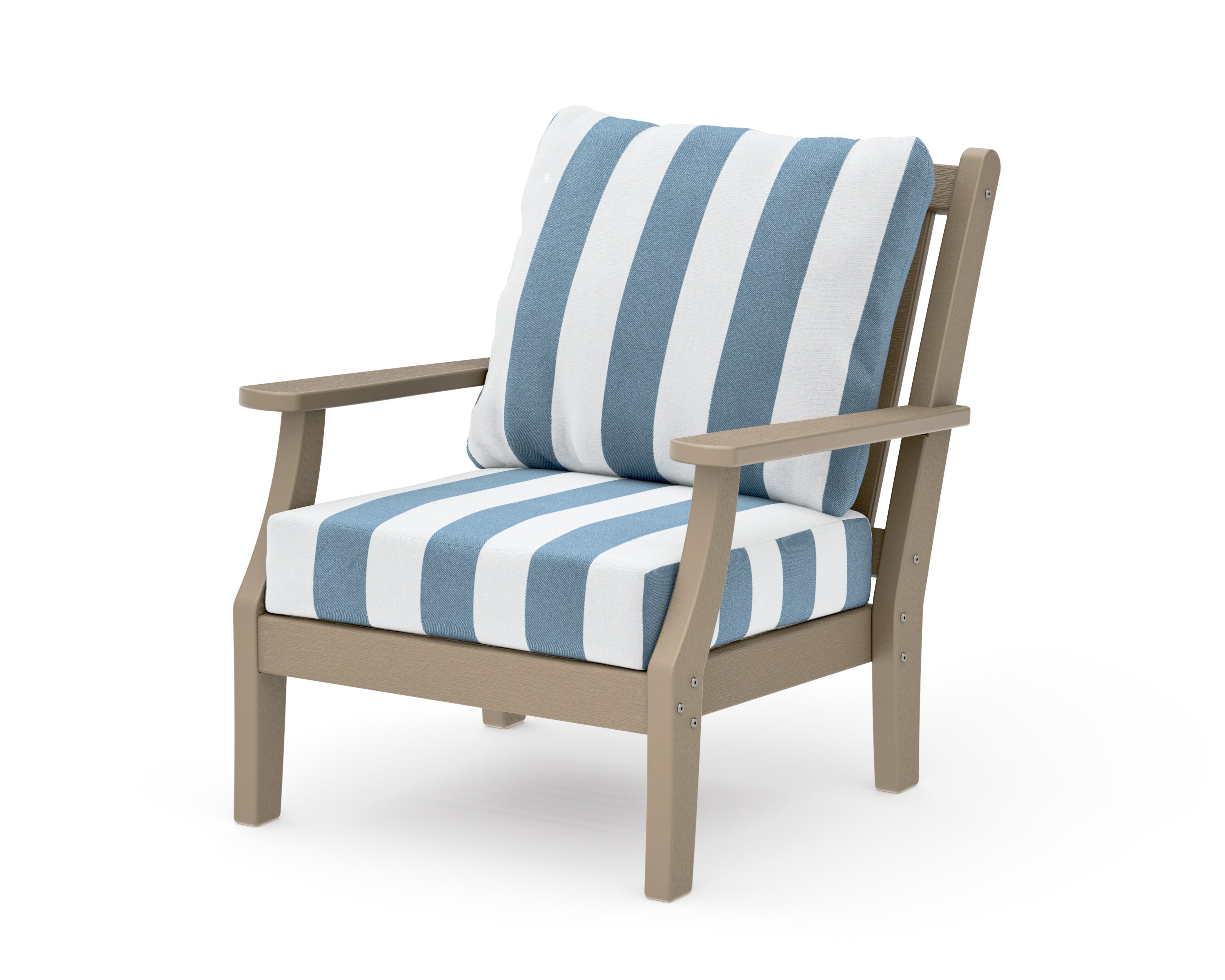 Wovendale Deep Seating Chair in Vintage Sahara / Cabana Stripe Sky Blue