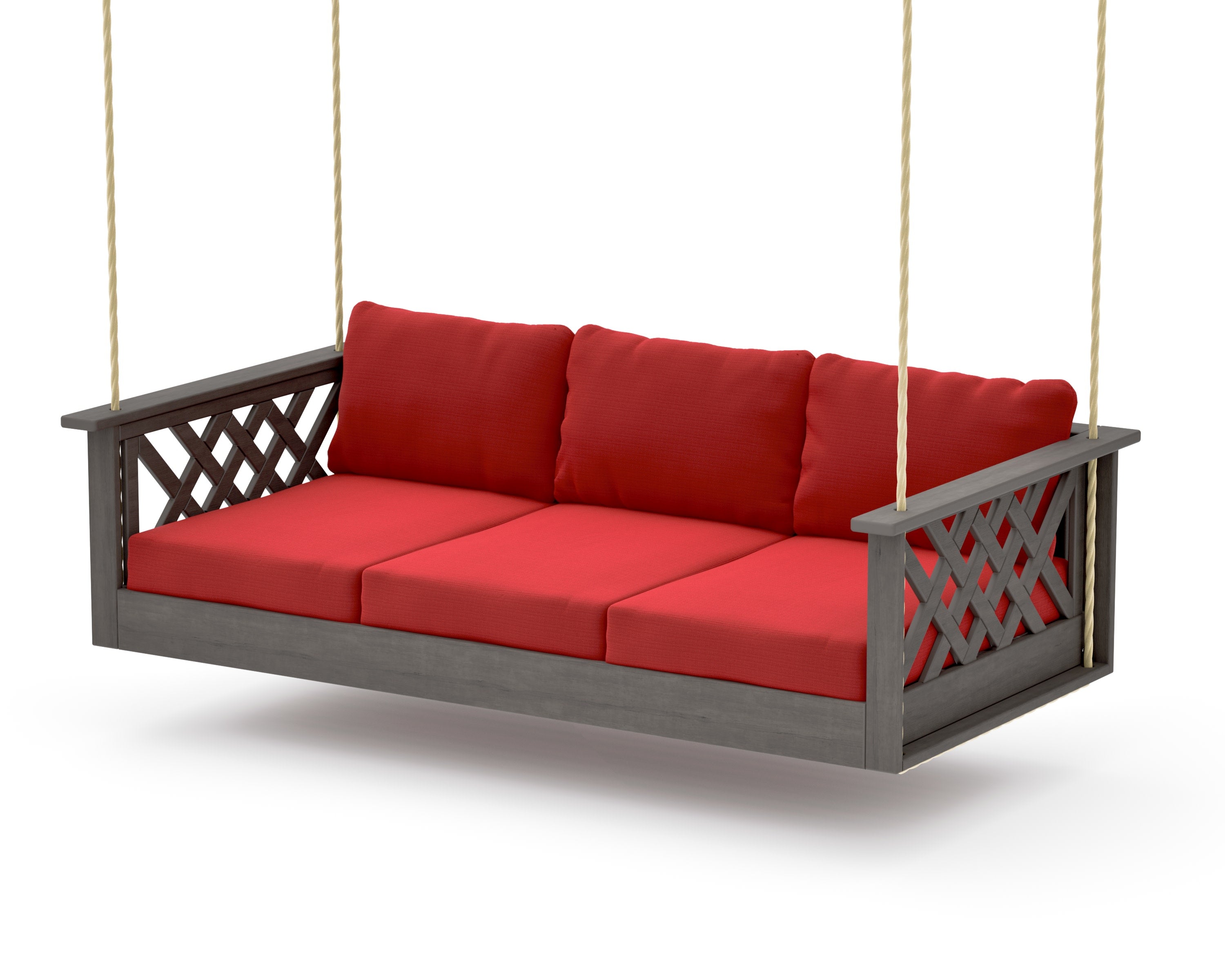 Wovendale Daybed Swing in Driftwood / Crimson Linen