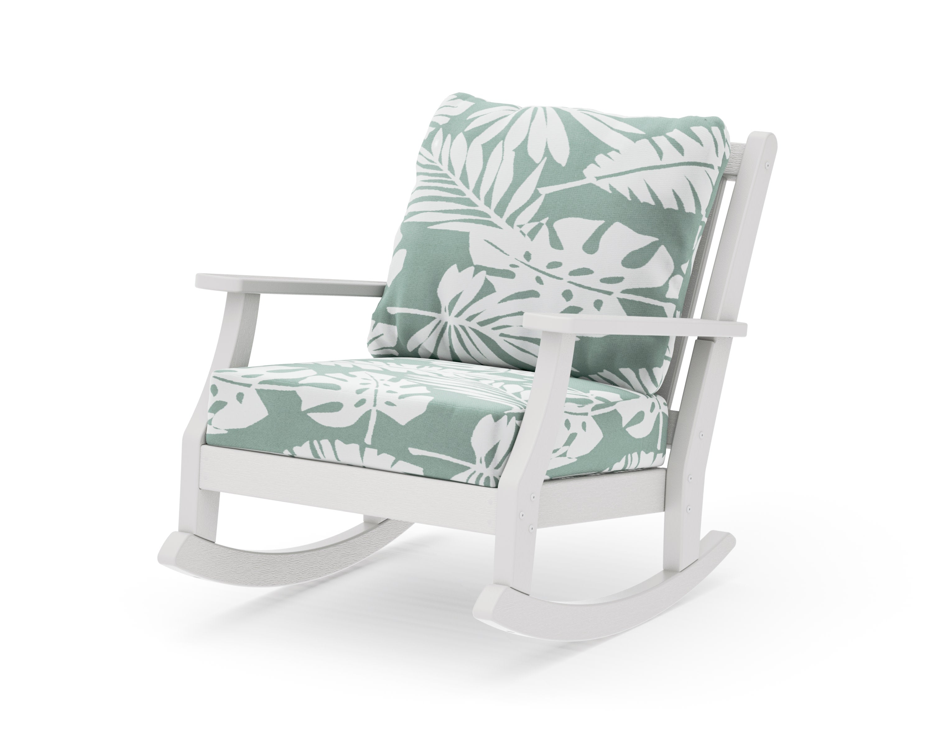Wovendale Deep Seating Rocking Chair in Vintage White / Leaf Glacier Spa