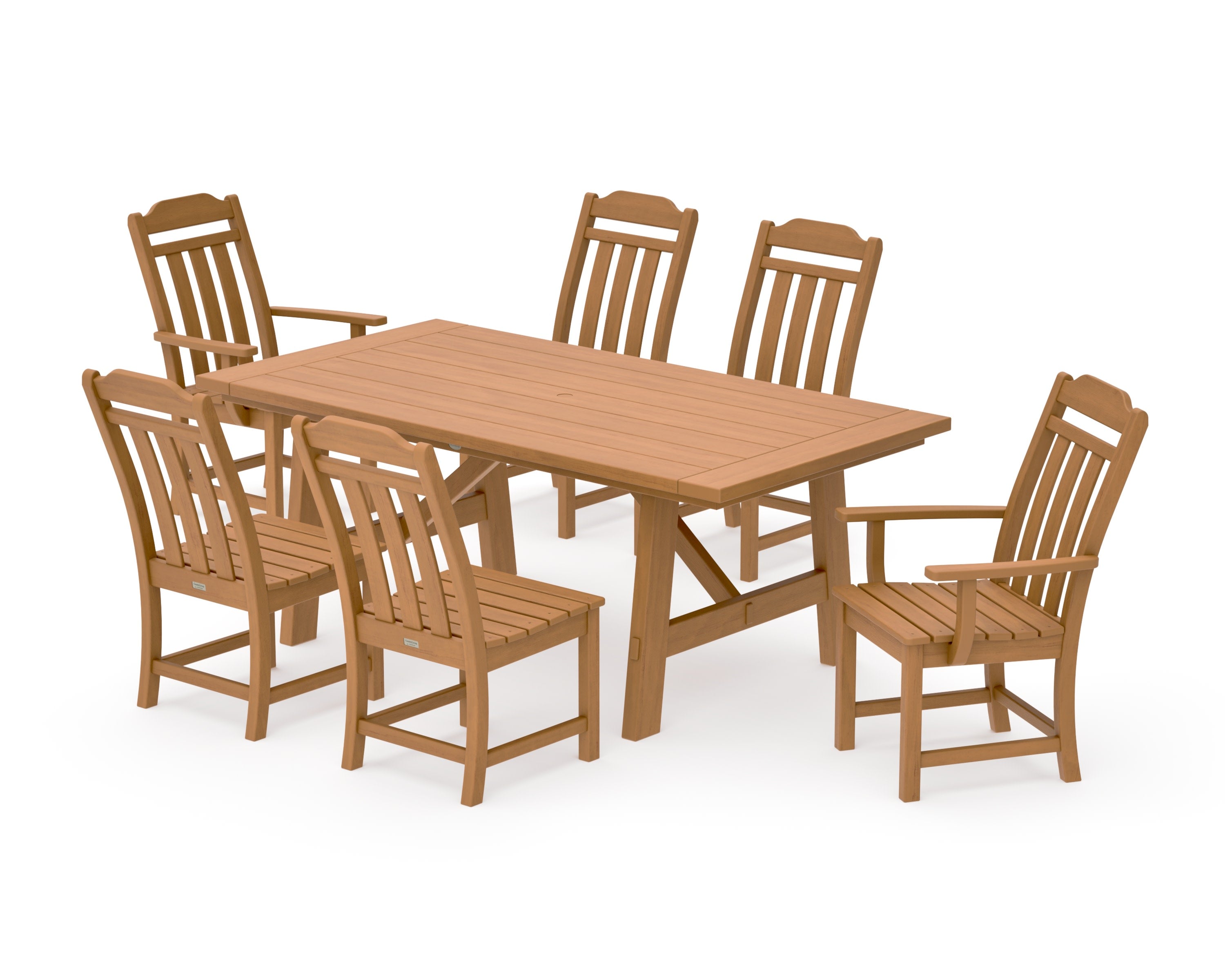 Cottage 7-Piece Rustic Farmhouse Dining Set in Natural