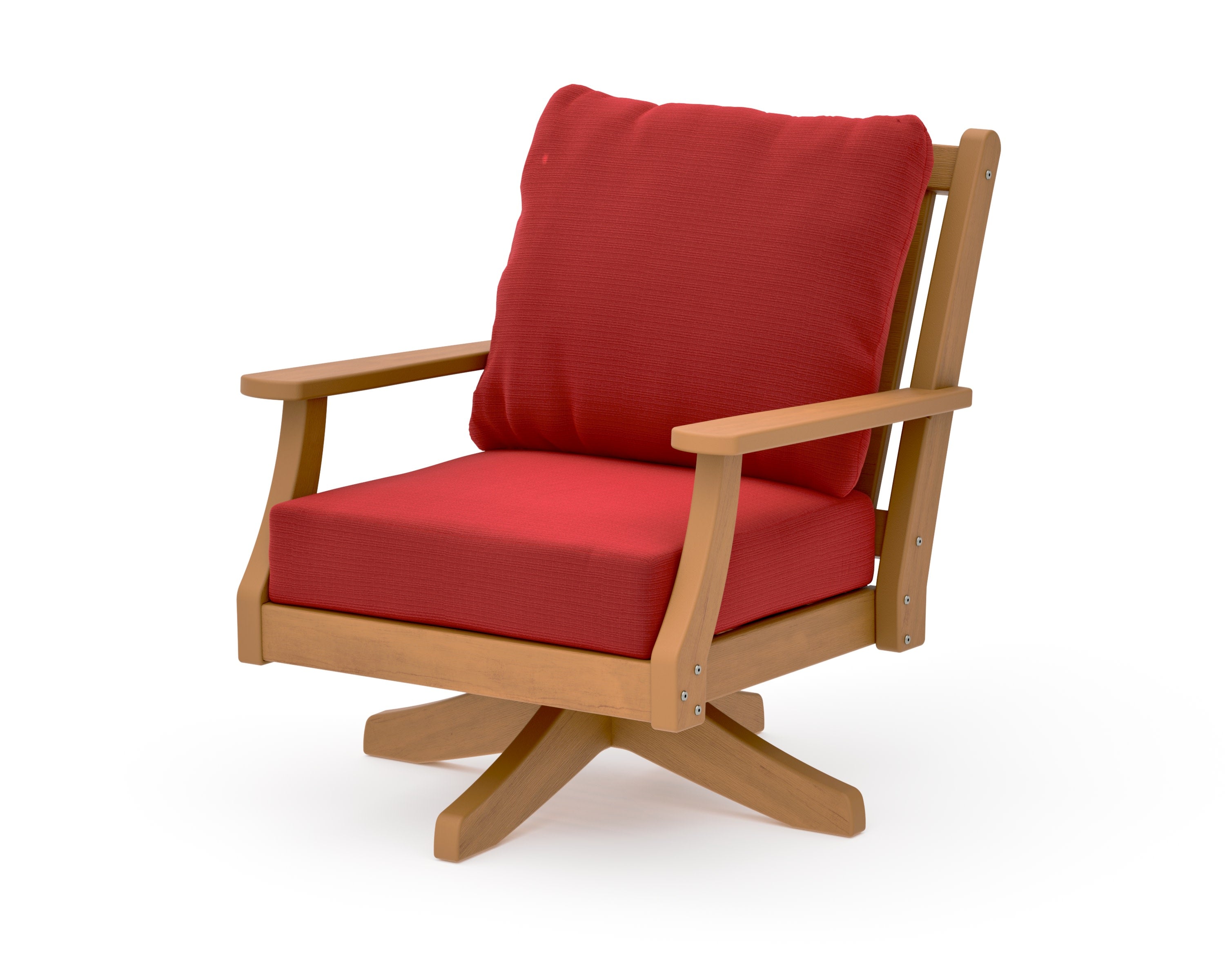 Wovendale Deep Seating Swivel Chair in Natural / Crimson Linen
