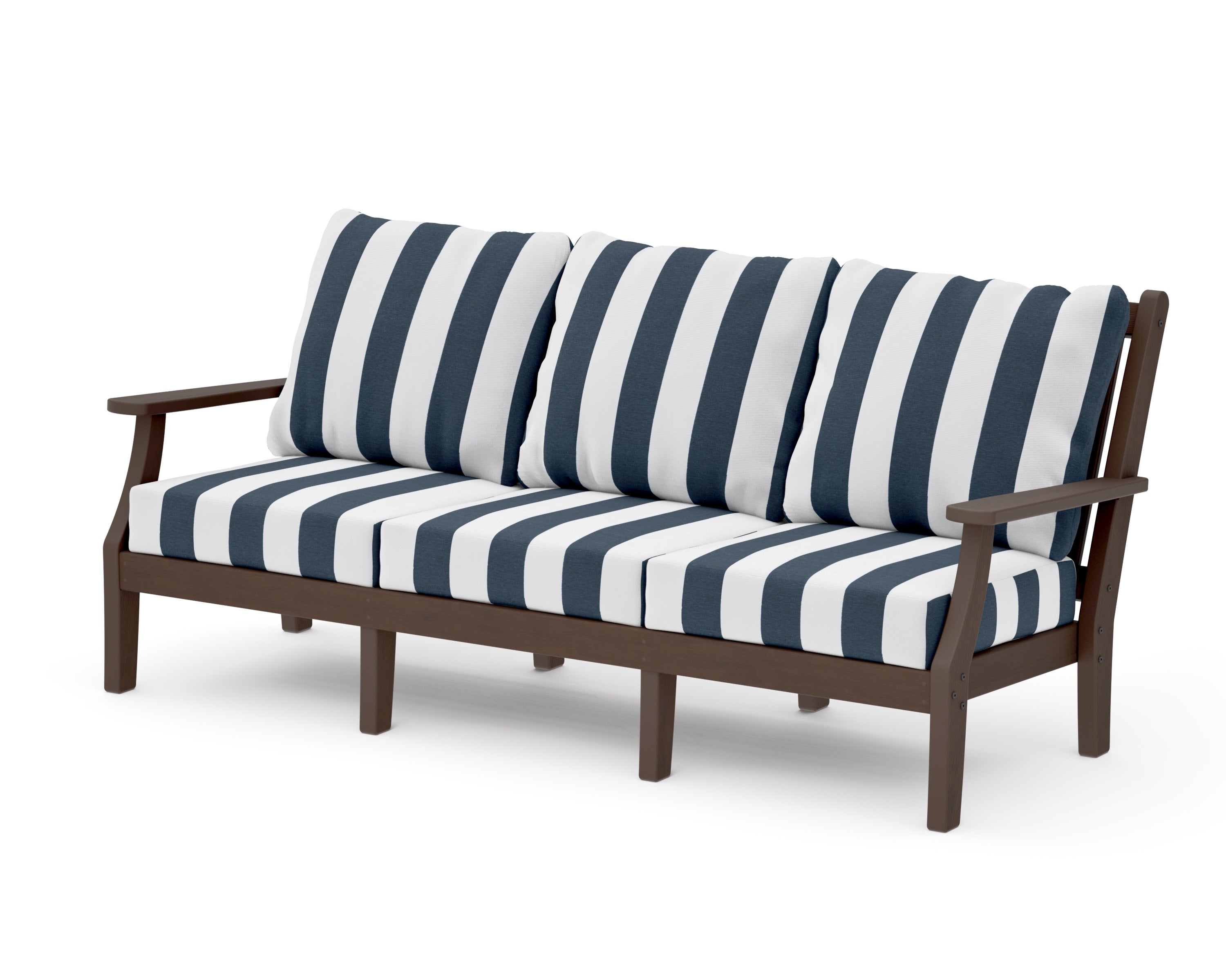 Wovendale Deep Seating Sofa in Kona / Cabana Stripe Marine Indigo