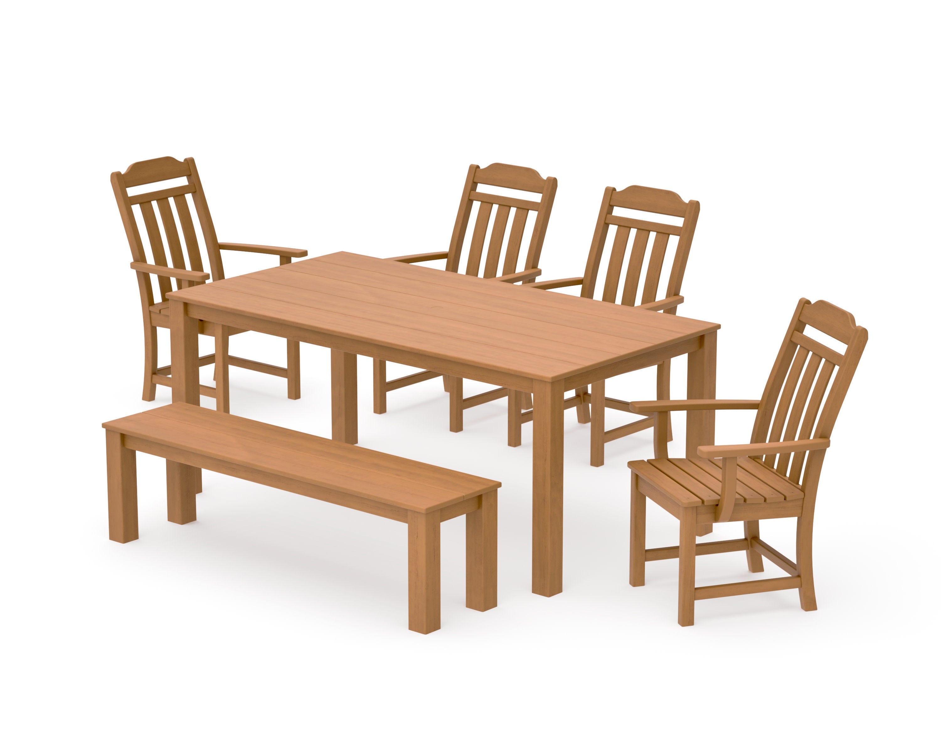 Cottage 6-Piece Parsons Dining Set with Bench in Natural