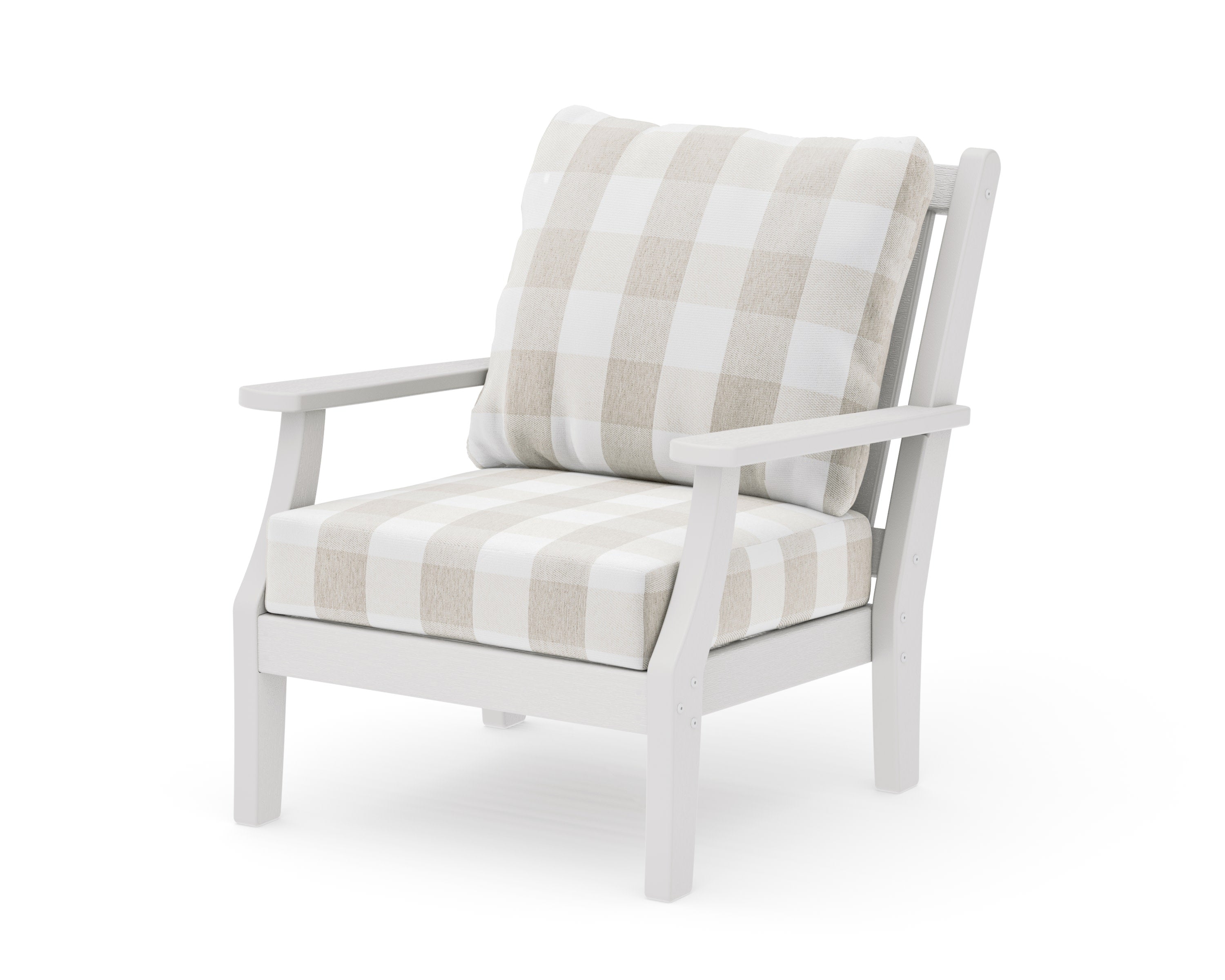 Wovendale Deep Seating Chair in Vintage White / Buffalo Plaid Dune Burlap