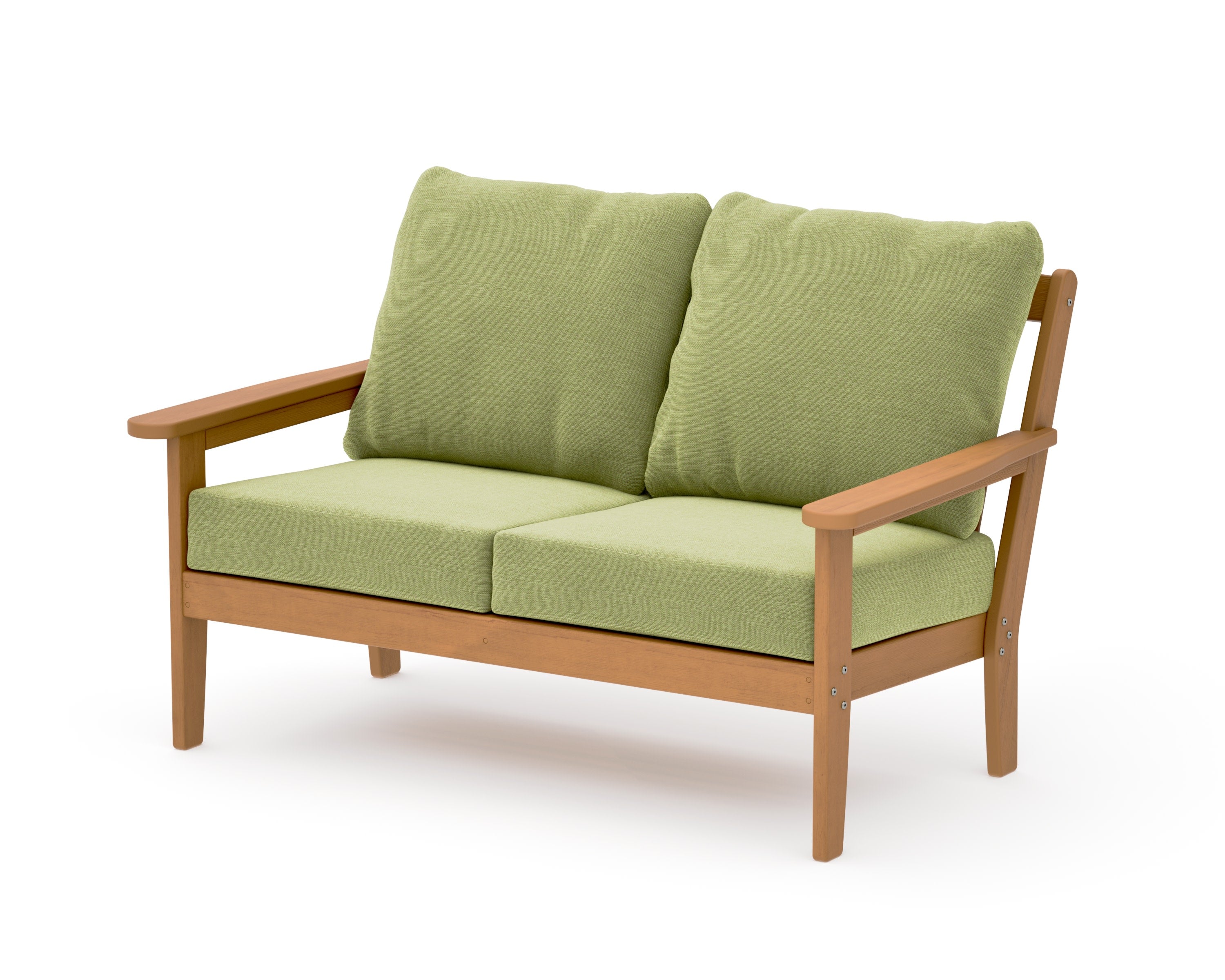 Cottage Deep Seating Loveseat in Natural / Chartreuse Boucle