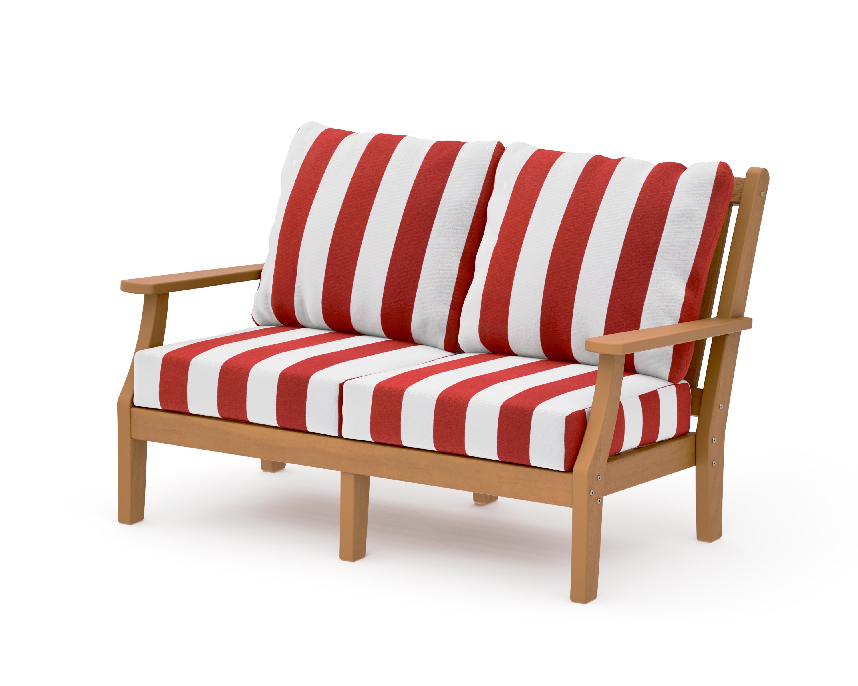 Wovendale Deep Seating Loveseat in Natural / Cabana Stripe Crimson