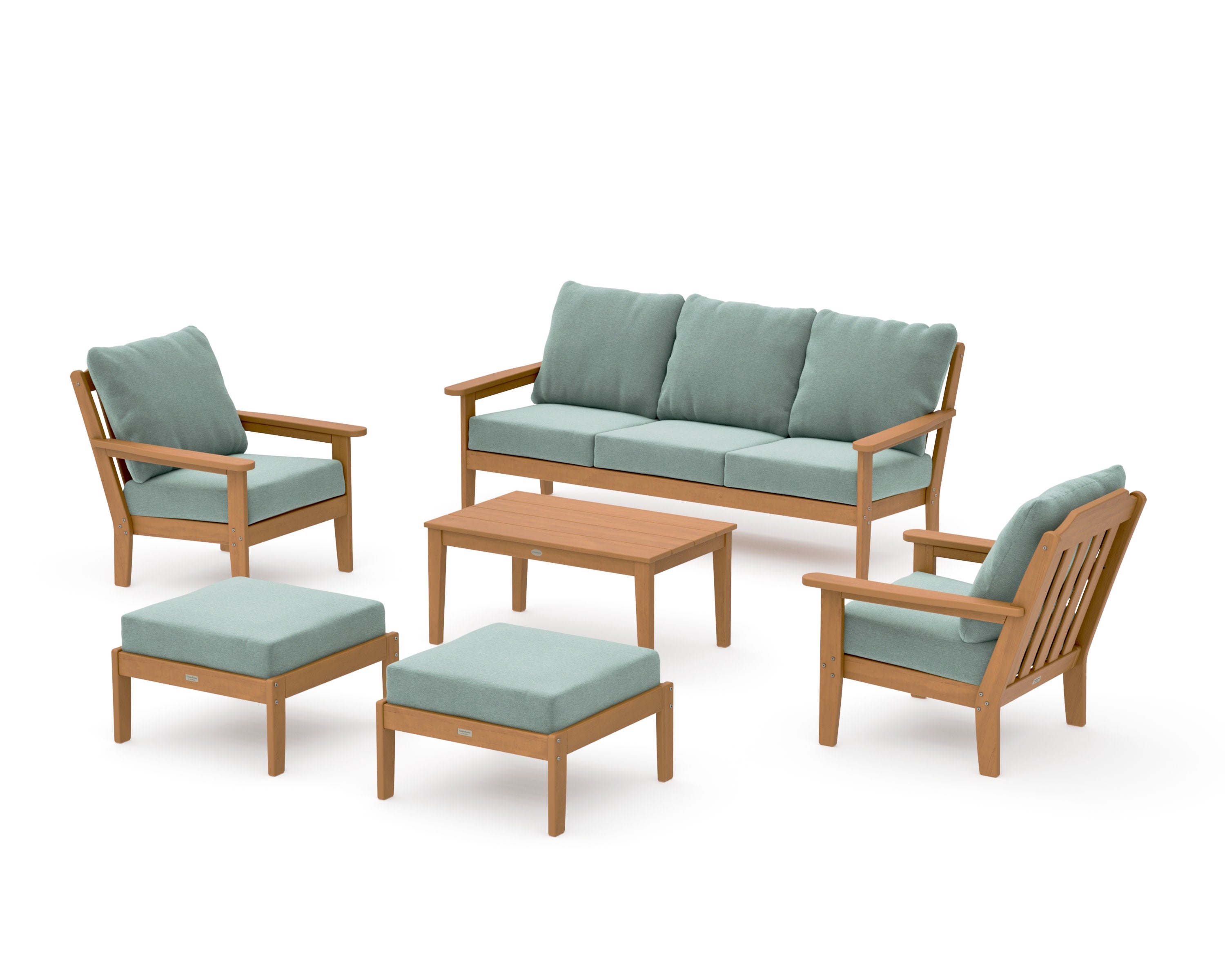Cottage 6-Piece Lounge Sofa Set in Natural / Glacier Spa