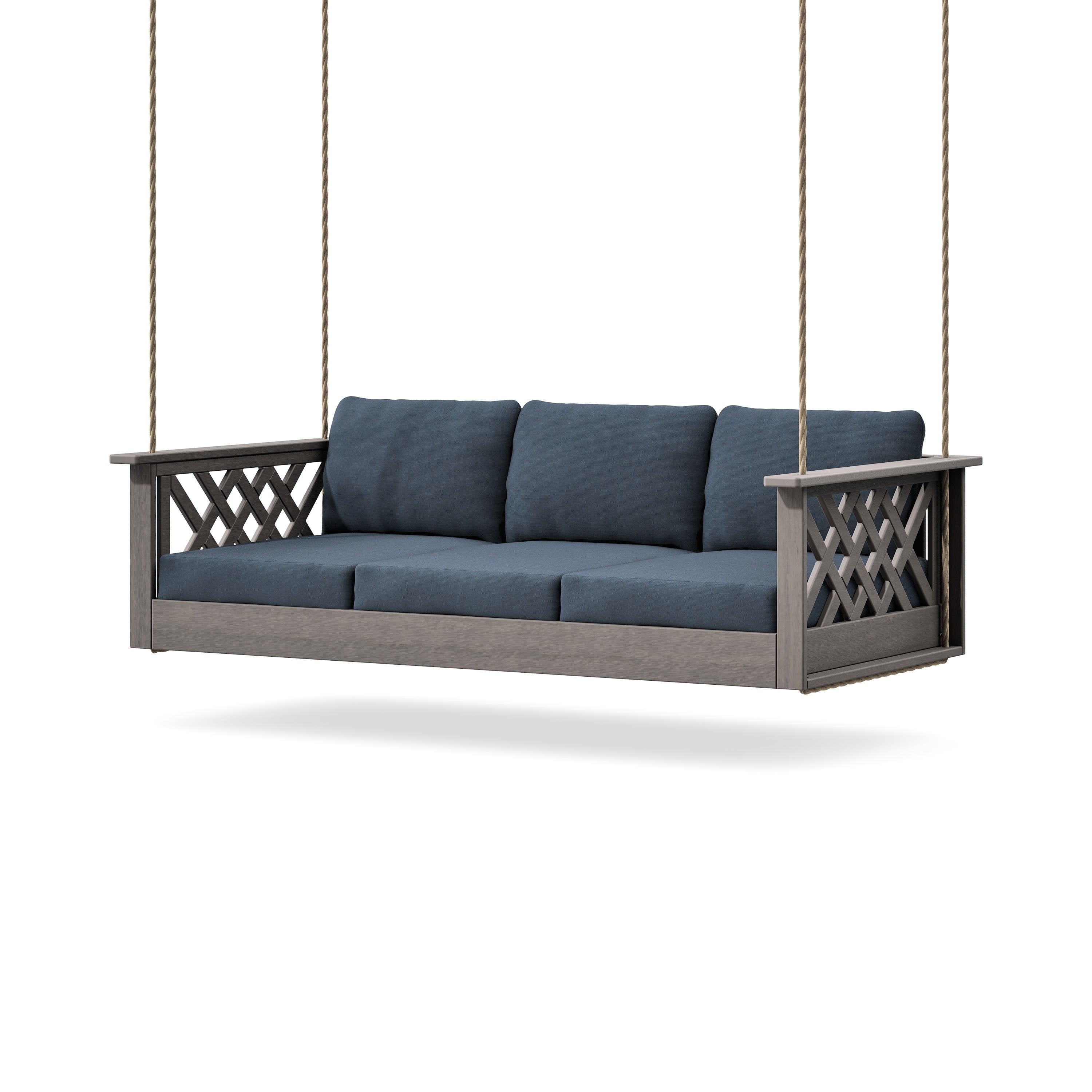 Wovendale Daybed Swing in Driftwood / Marine Indigo