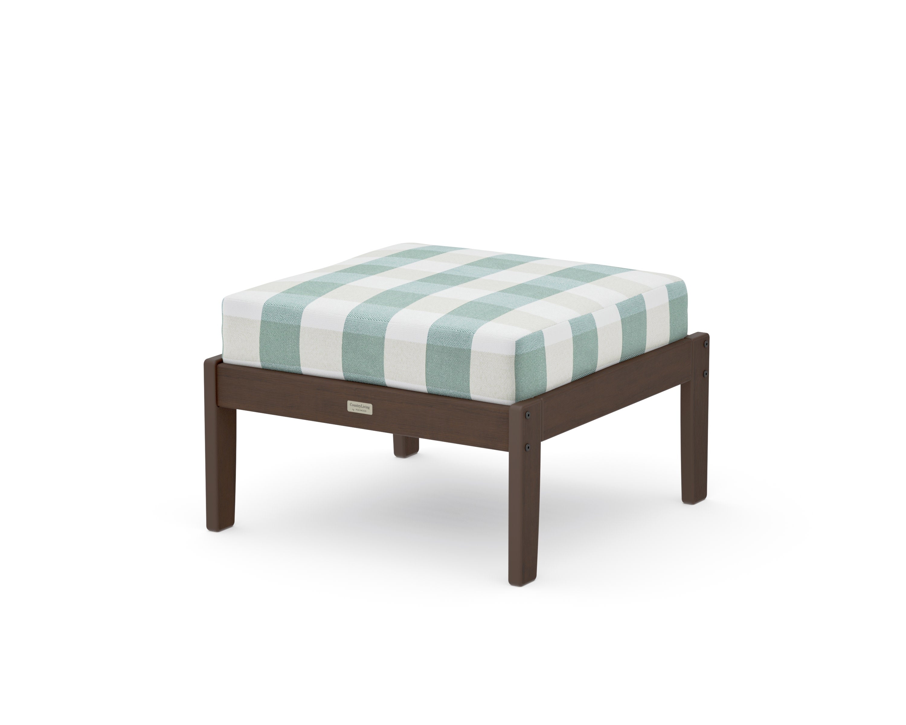 Cottage Deep Seating Ottoman in Kona / Buffalo Plaid Glacier Spa