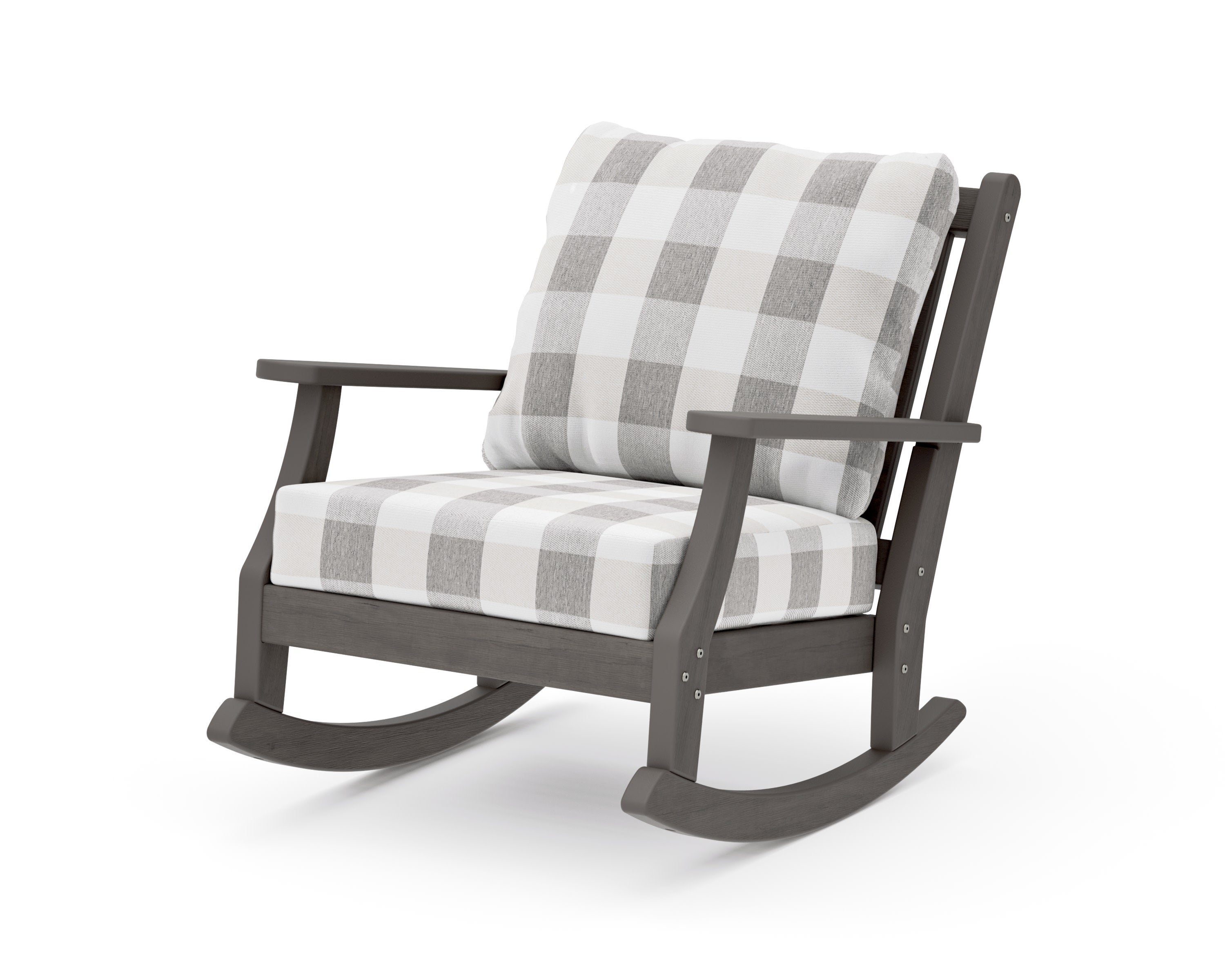 Wovendale Deep Seating Rocking Chair in Driftwood / Buffalo Plaid Grey Mist