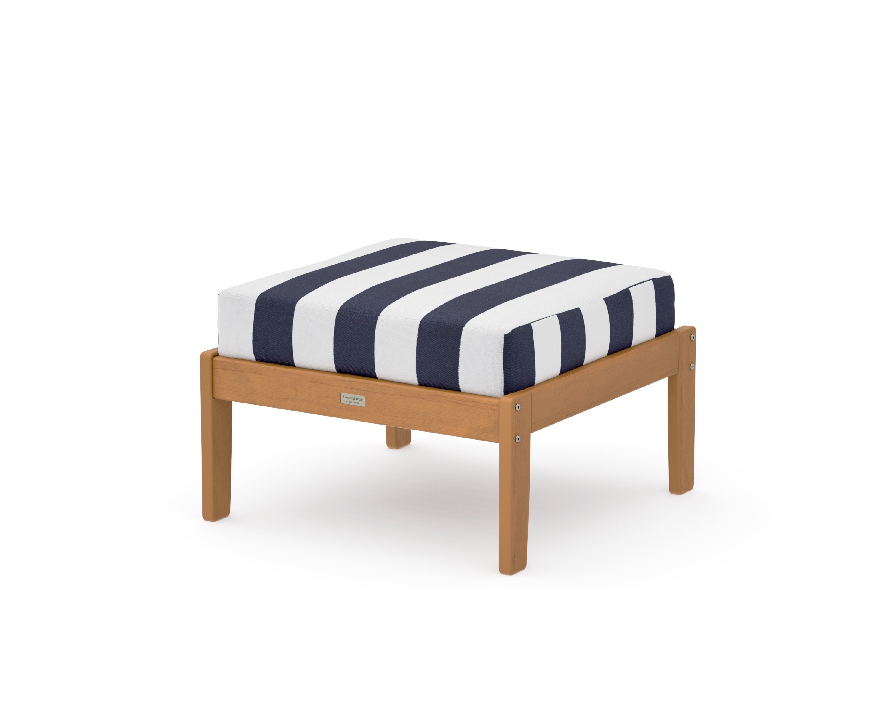 Cottage Deep Seating Ottoman in Natural / Cabana Stripe Navy