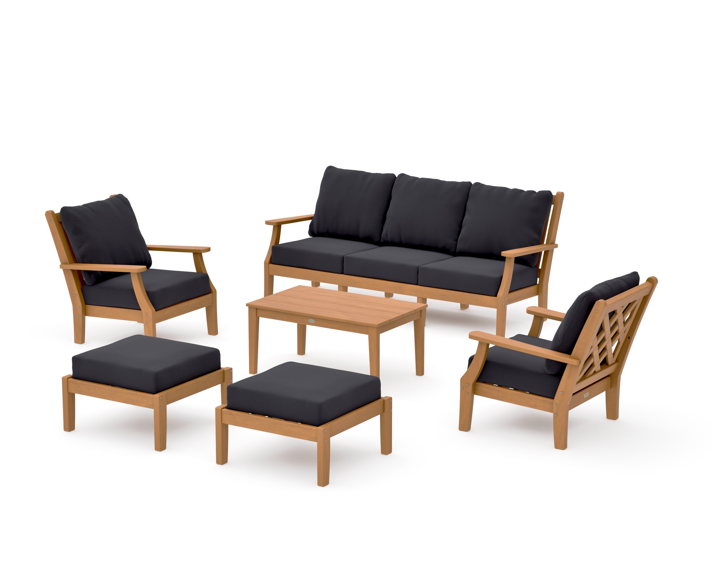 Wovendale 6-Piece Lounge Sofa Set in Natural / Midnight Linen
