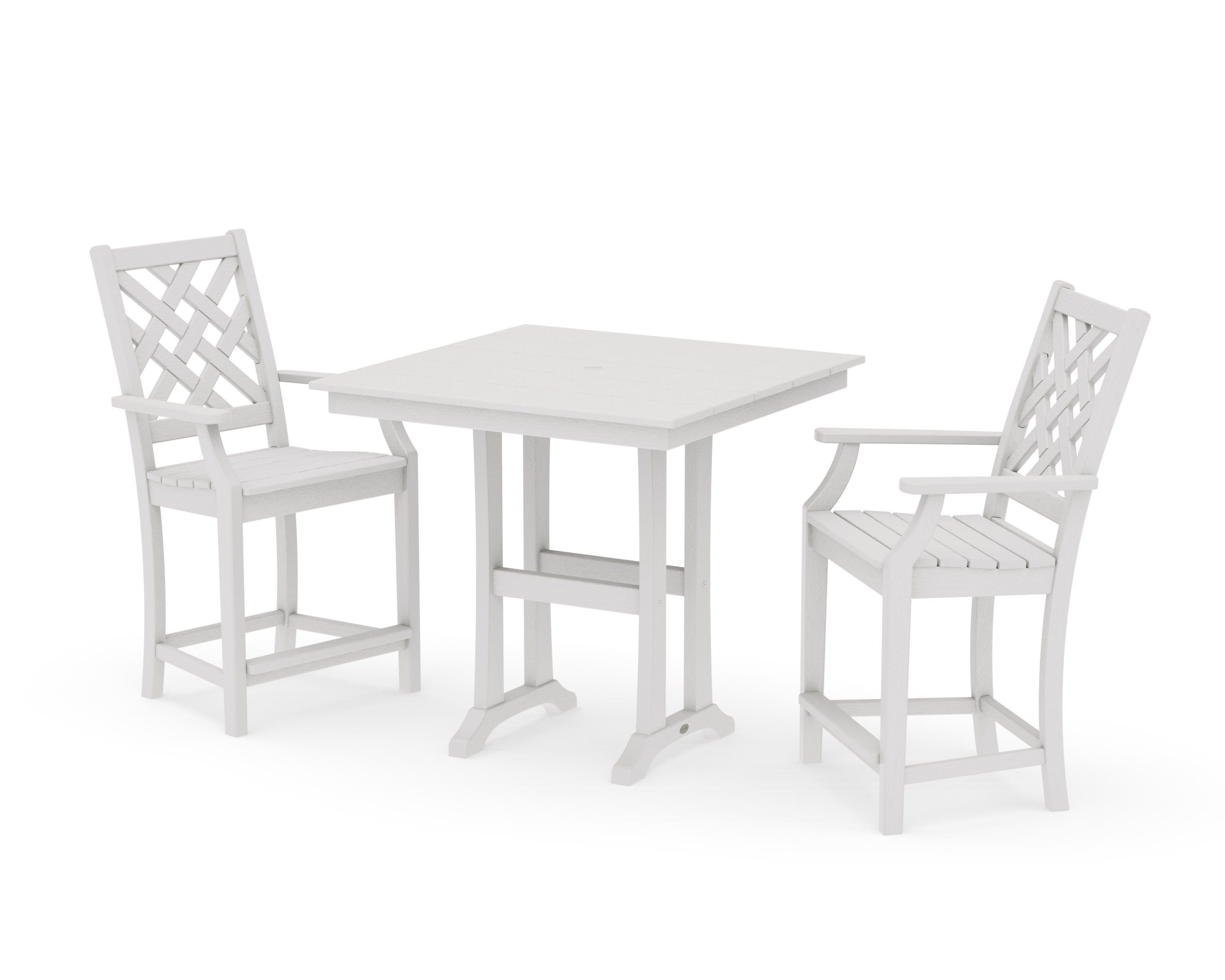 Wovendale 3-Piece Farmhouse Counter Set with Trestle Legs in Vintage White