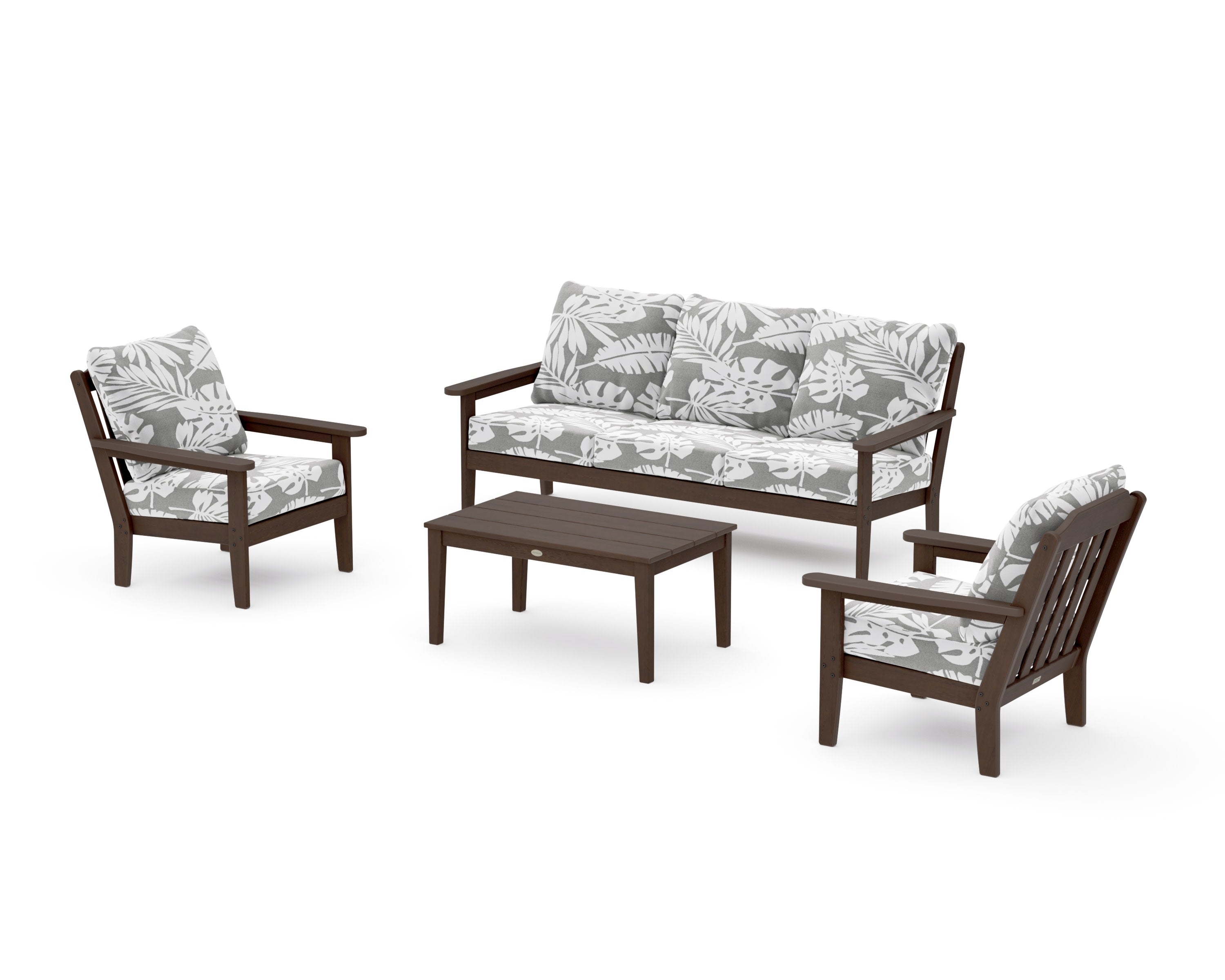 Cottage 4-Piece Deep Seating Set with Sofa in Kona / Leaf Grey Mist
