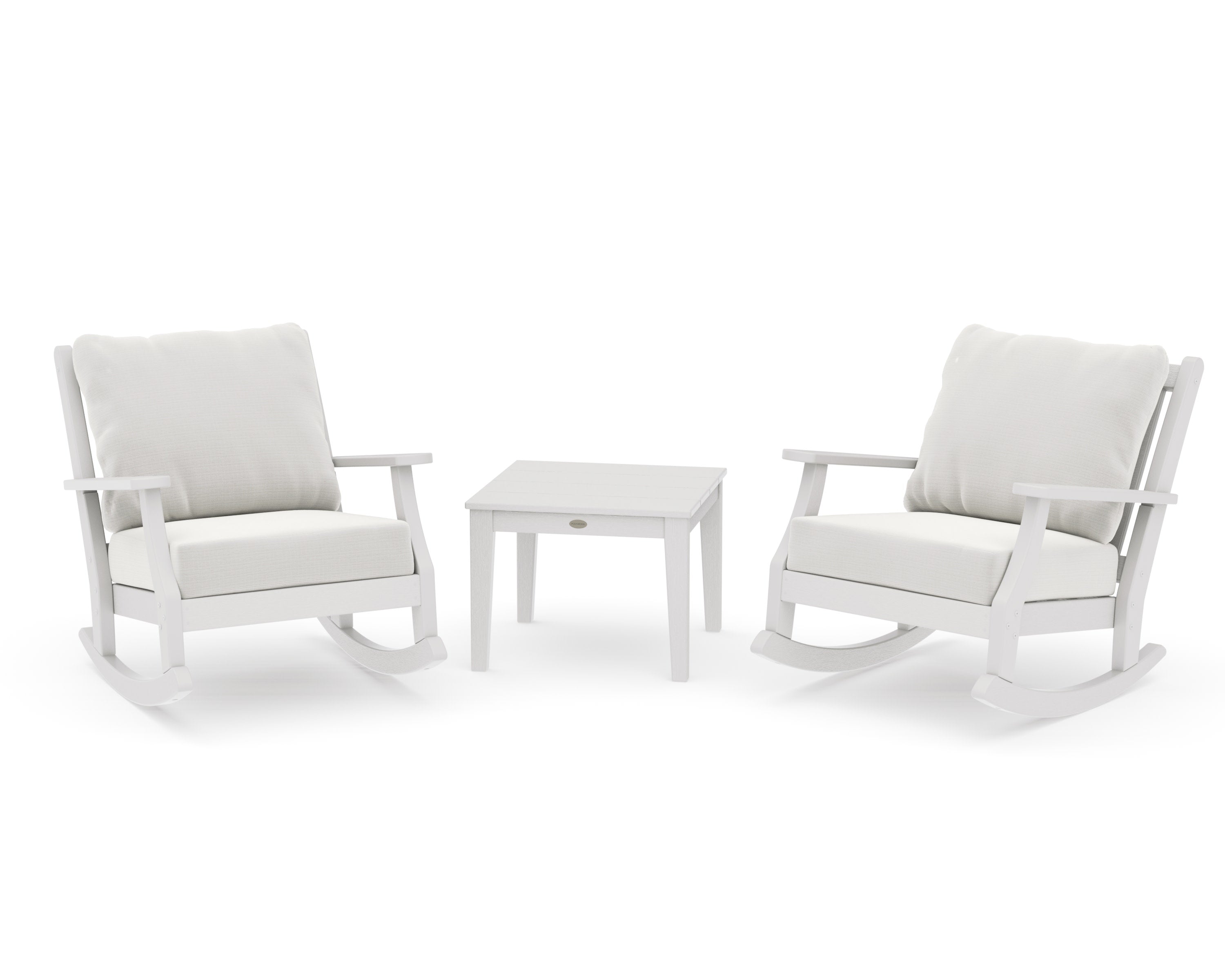Wovendale 3-Piece Deep Seating Rocker Set in Vintage White / Natural Linen