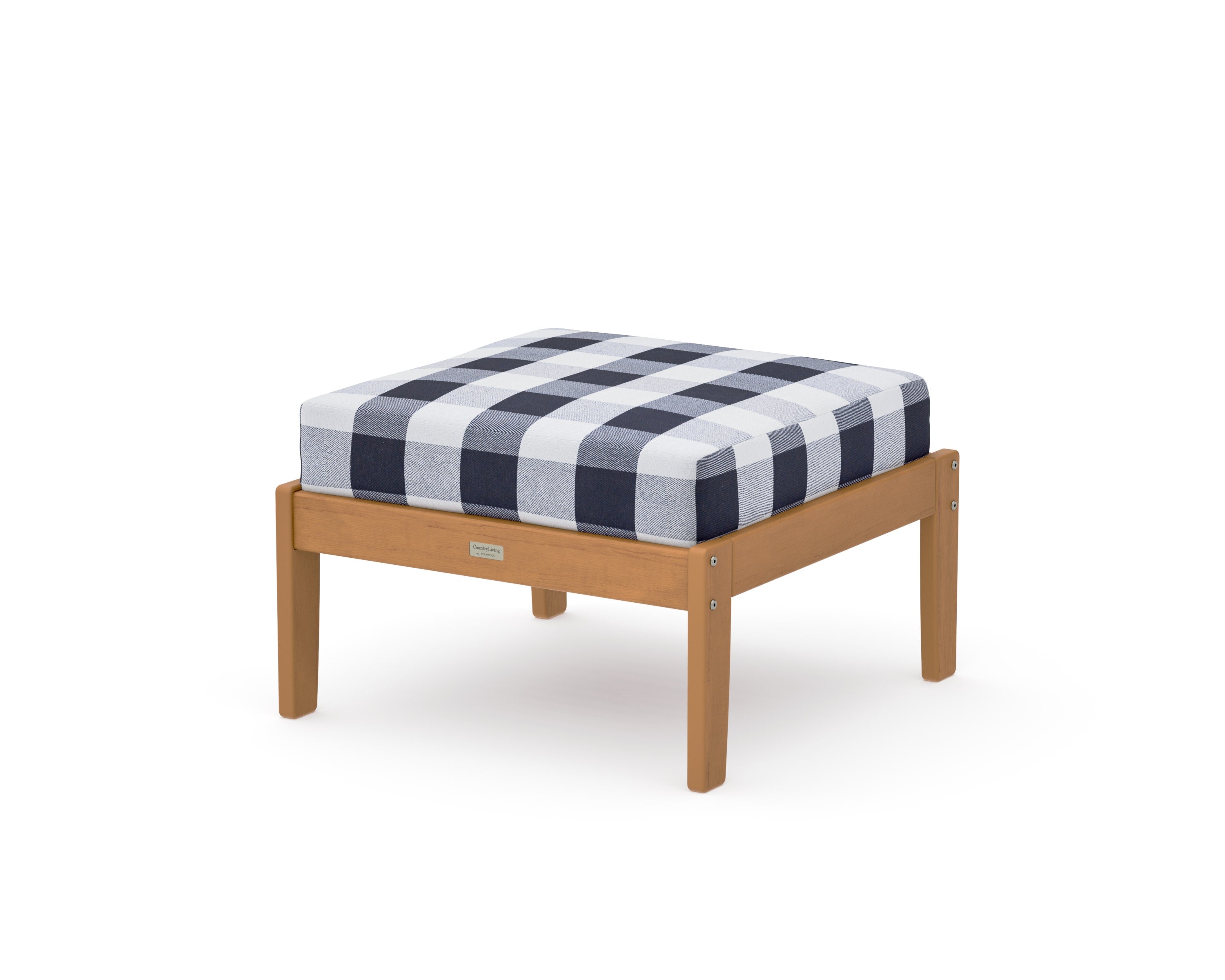 Cottage Deep Seating Ottoman in Natural / Buffalo Plaid Navy