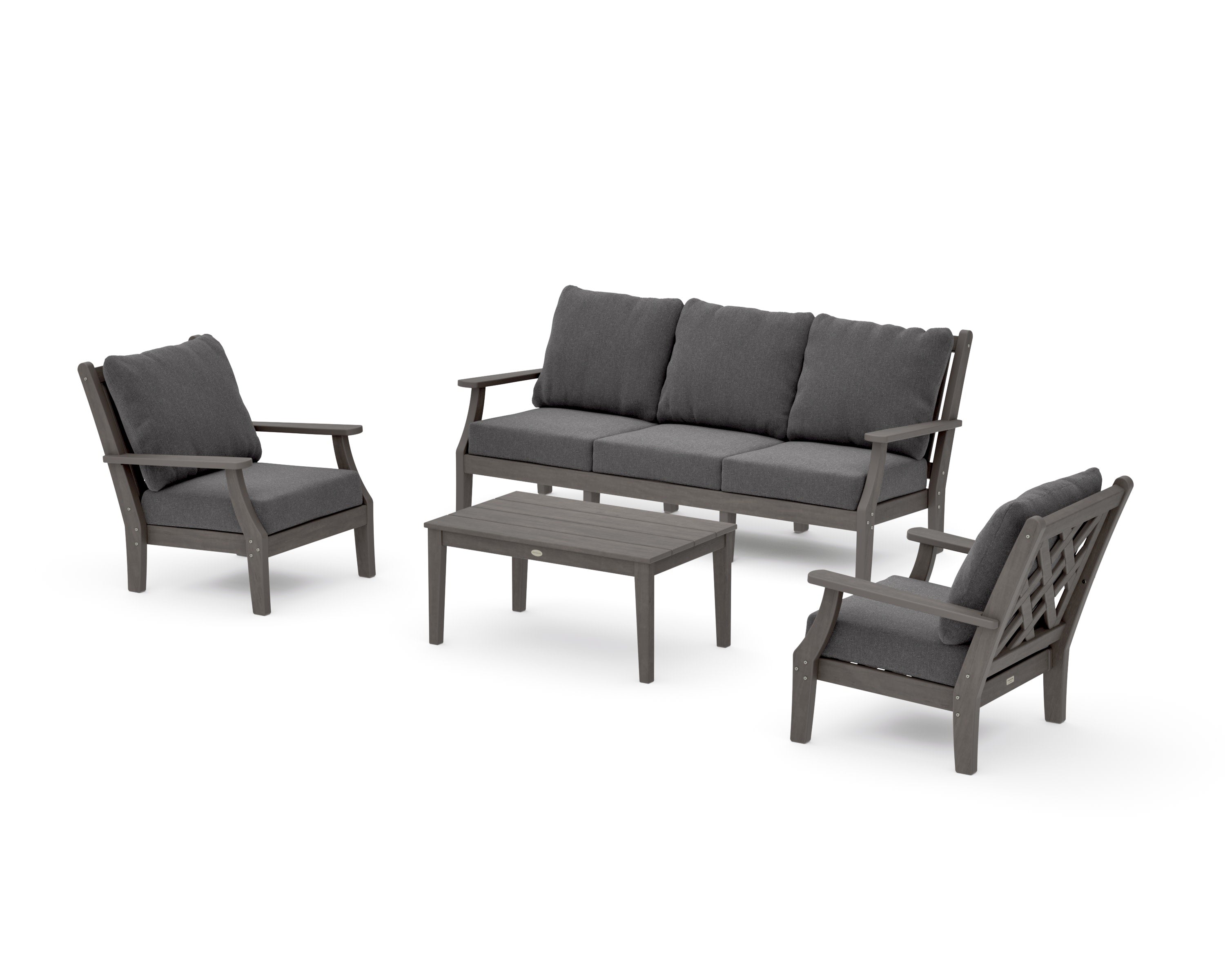 Wovendale 4-Piece Deep Seating Set with Sofa in Driftwood / Ash Charcoal