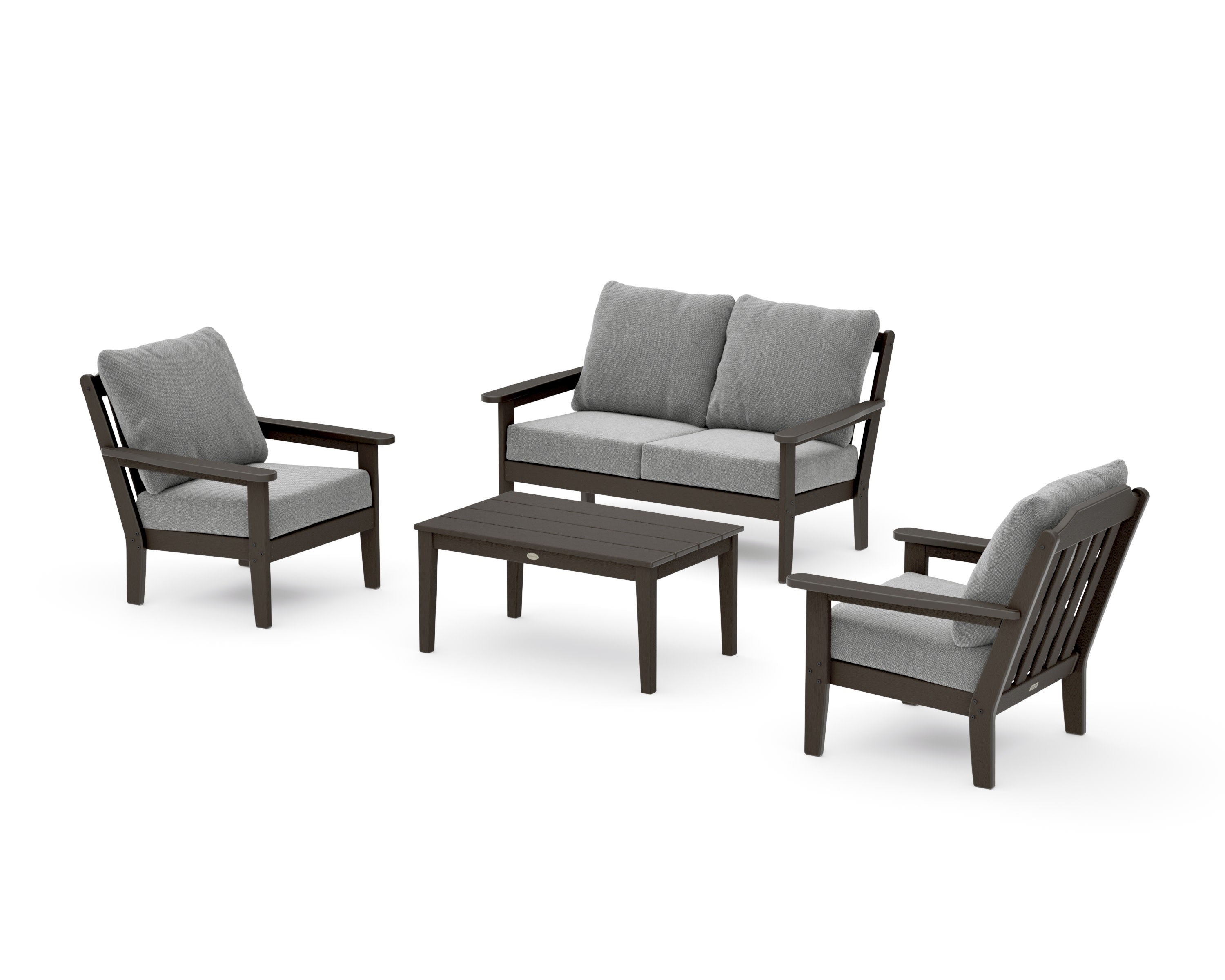 Cottage 4-Piece Deep Seating Set with Loveseat in Vintage Coffee / Grey Mist