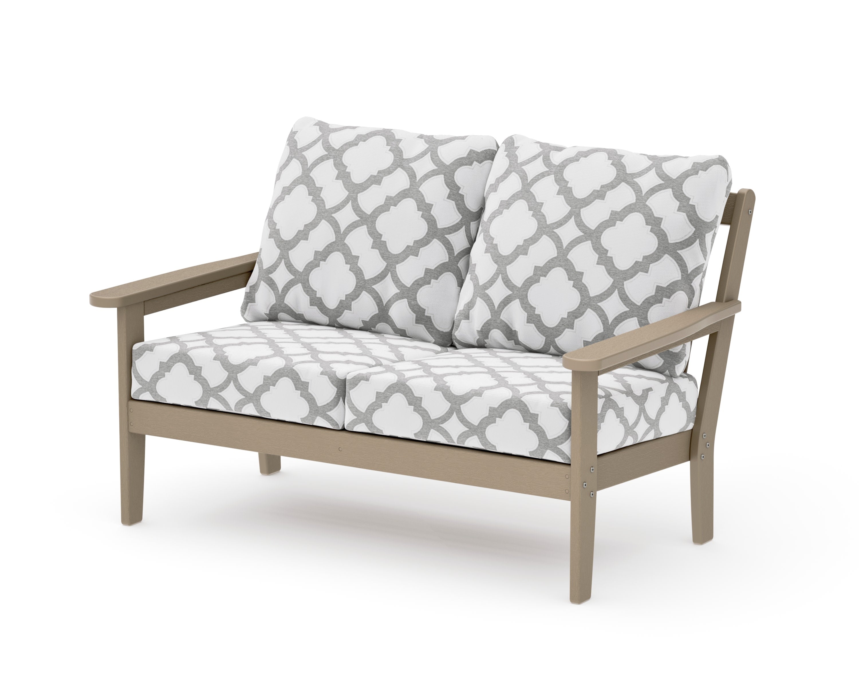 Cottage Deep Seating Loveseat in Vintage Sahara / Trellis Grey Mist