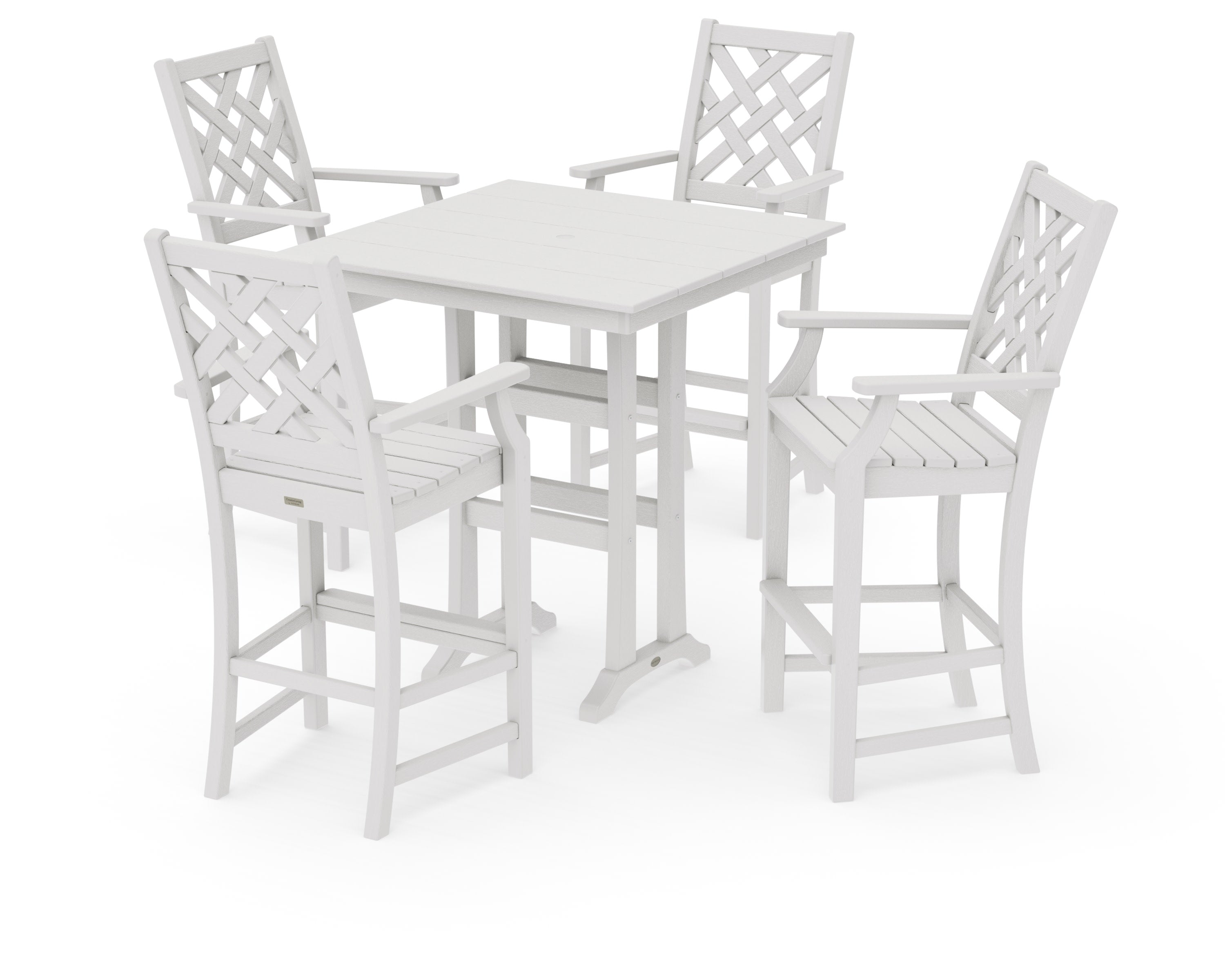 Wovendale 5-Piece Farmhouse Bar Set with Trestle Legs in Vintage White