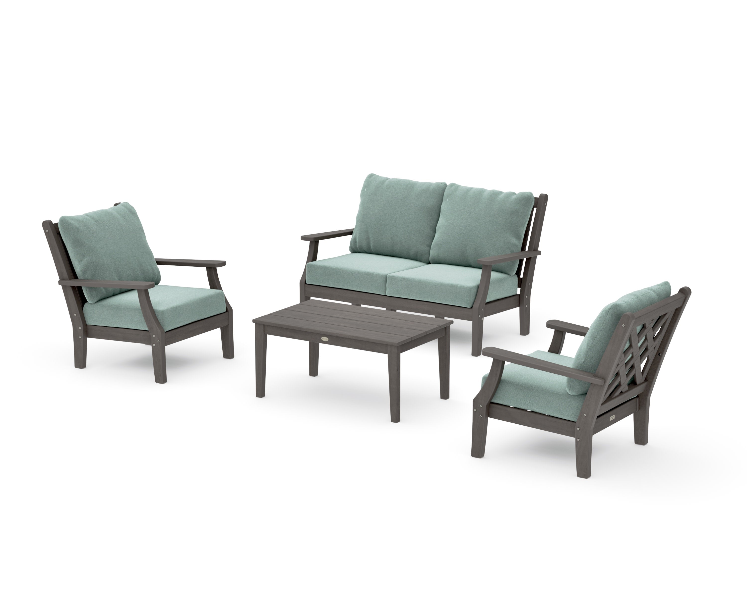 Wovendale 4-Piece Deep Seating Set with Loveseat in Driftwood / Glacier Spa