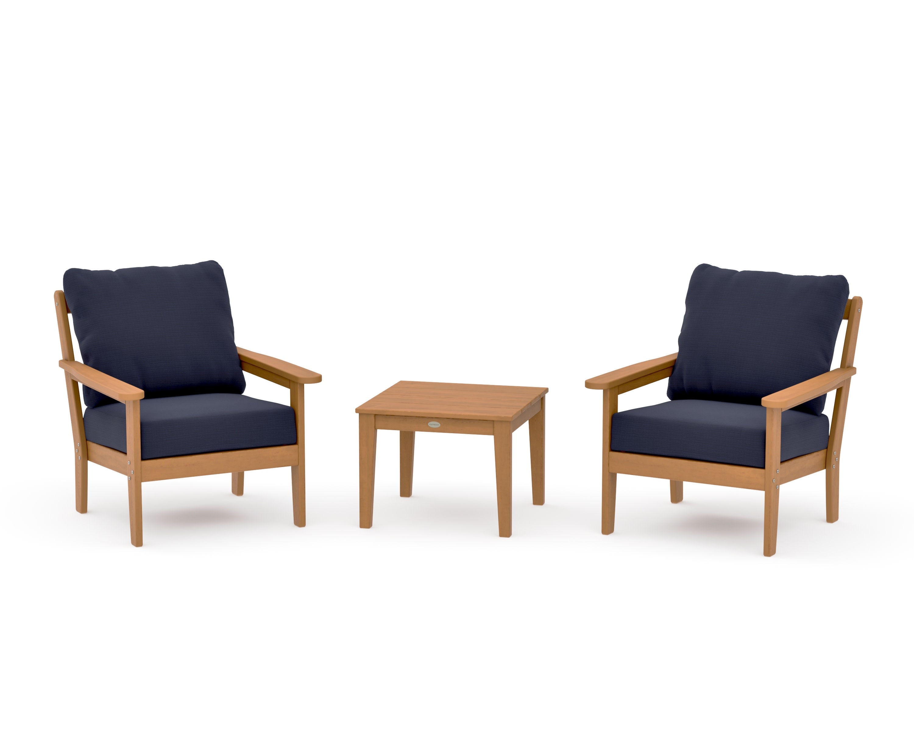 Cottage 3-Piece Deep Seating Set in Natural / Navy Linen