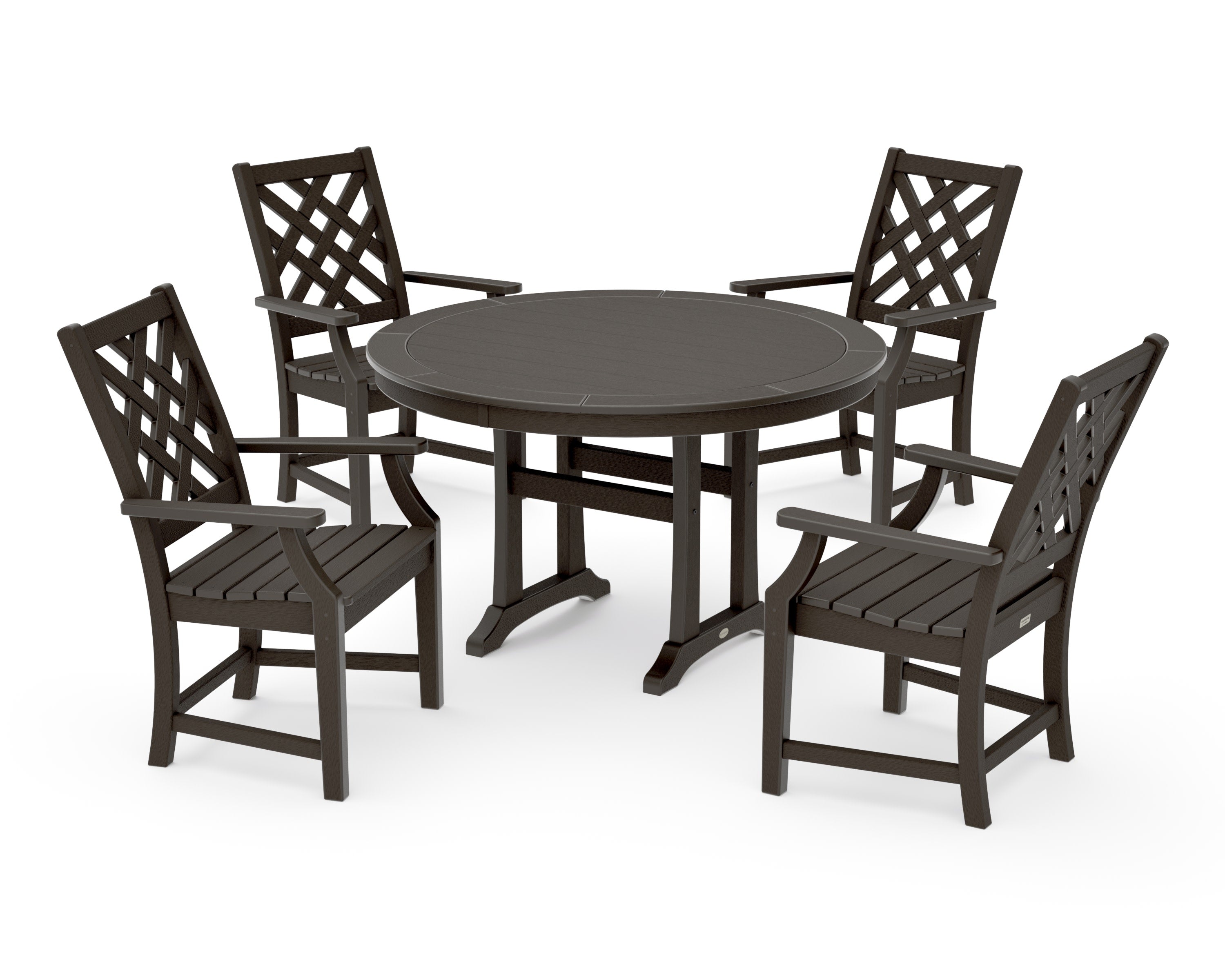 Wovendale 5-Piece Round Dining Set with Trestle Legs in Vintage Coffee