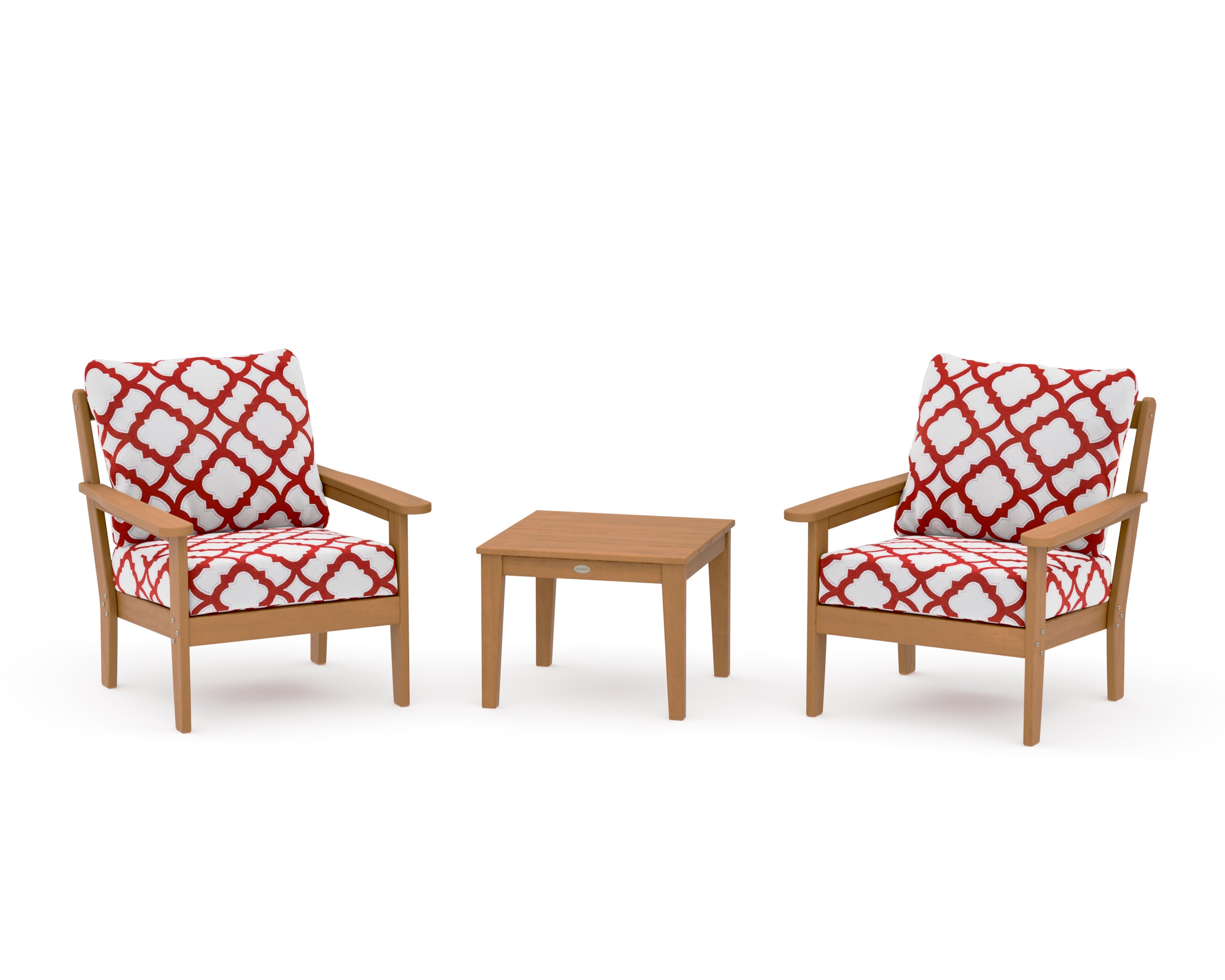 Cottage 3-Piece Deep Seating Set in Natural / Trellis Crimson