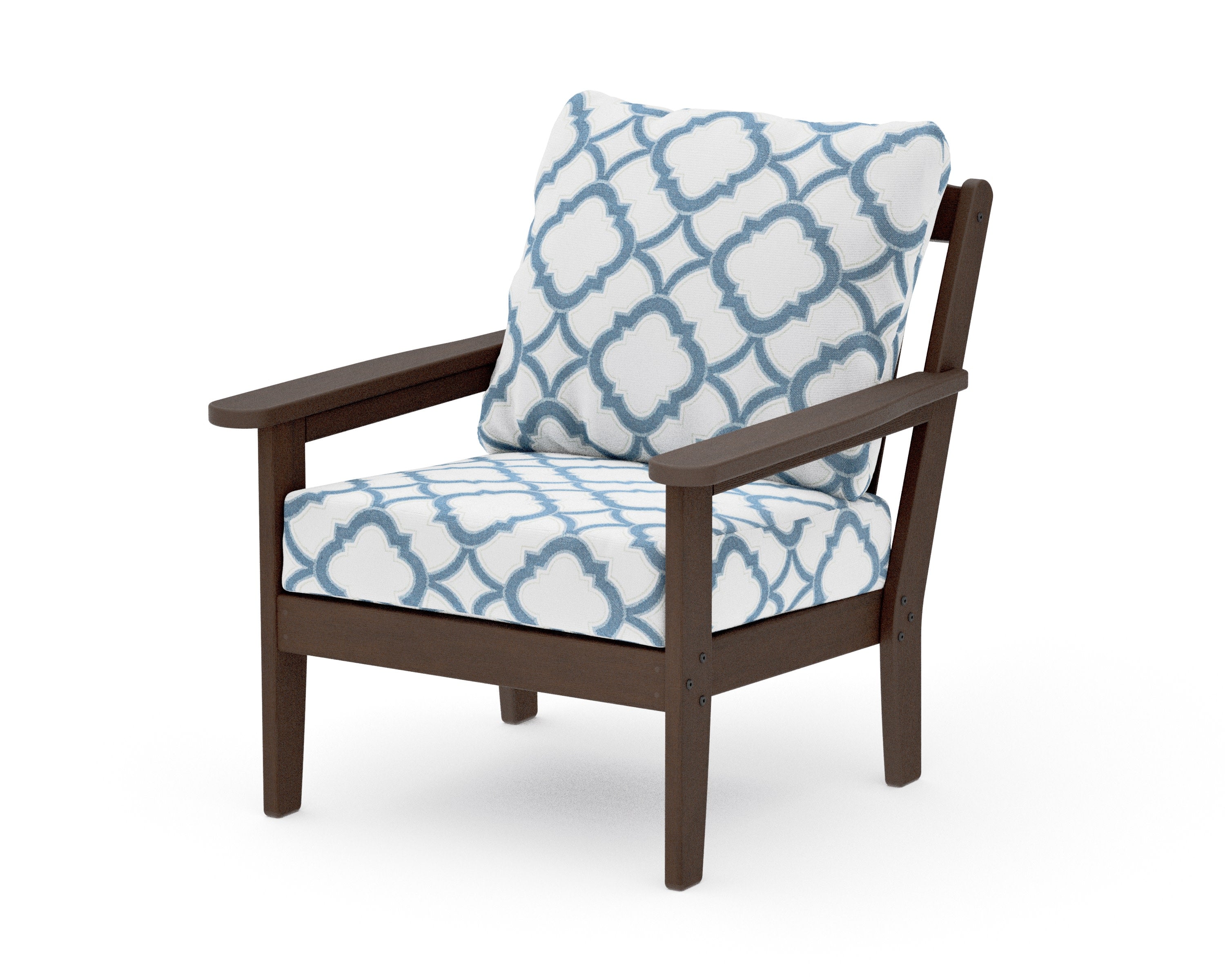 Cottage Deep Seating Chair in Kona / Trellis Sky Blue