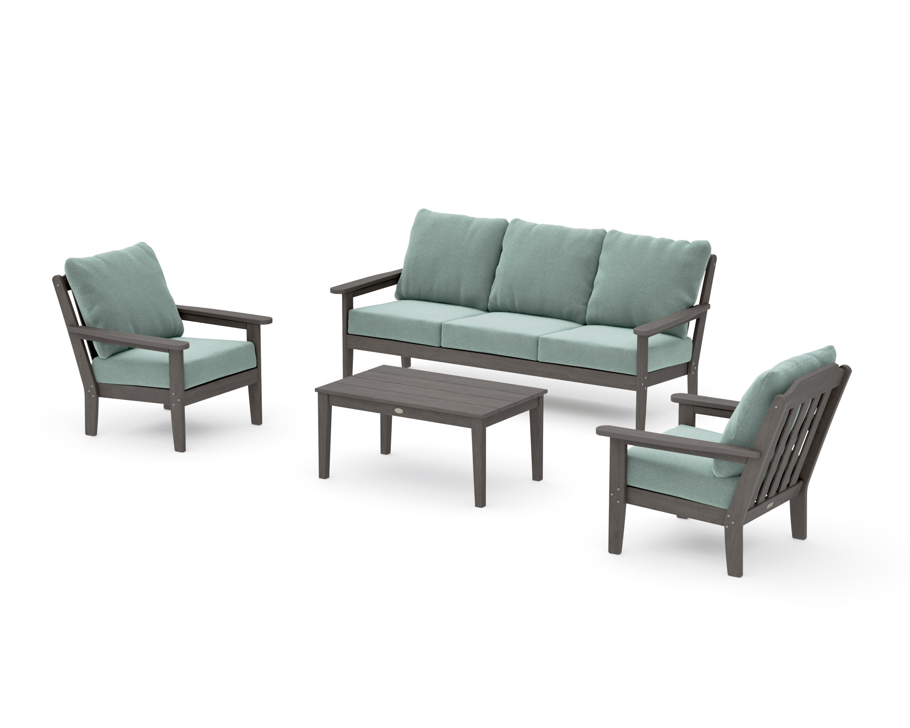 Cottage 4-Piece Deep Seating Set with Sofa in Driftwood / Glacier Spa