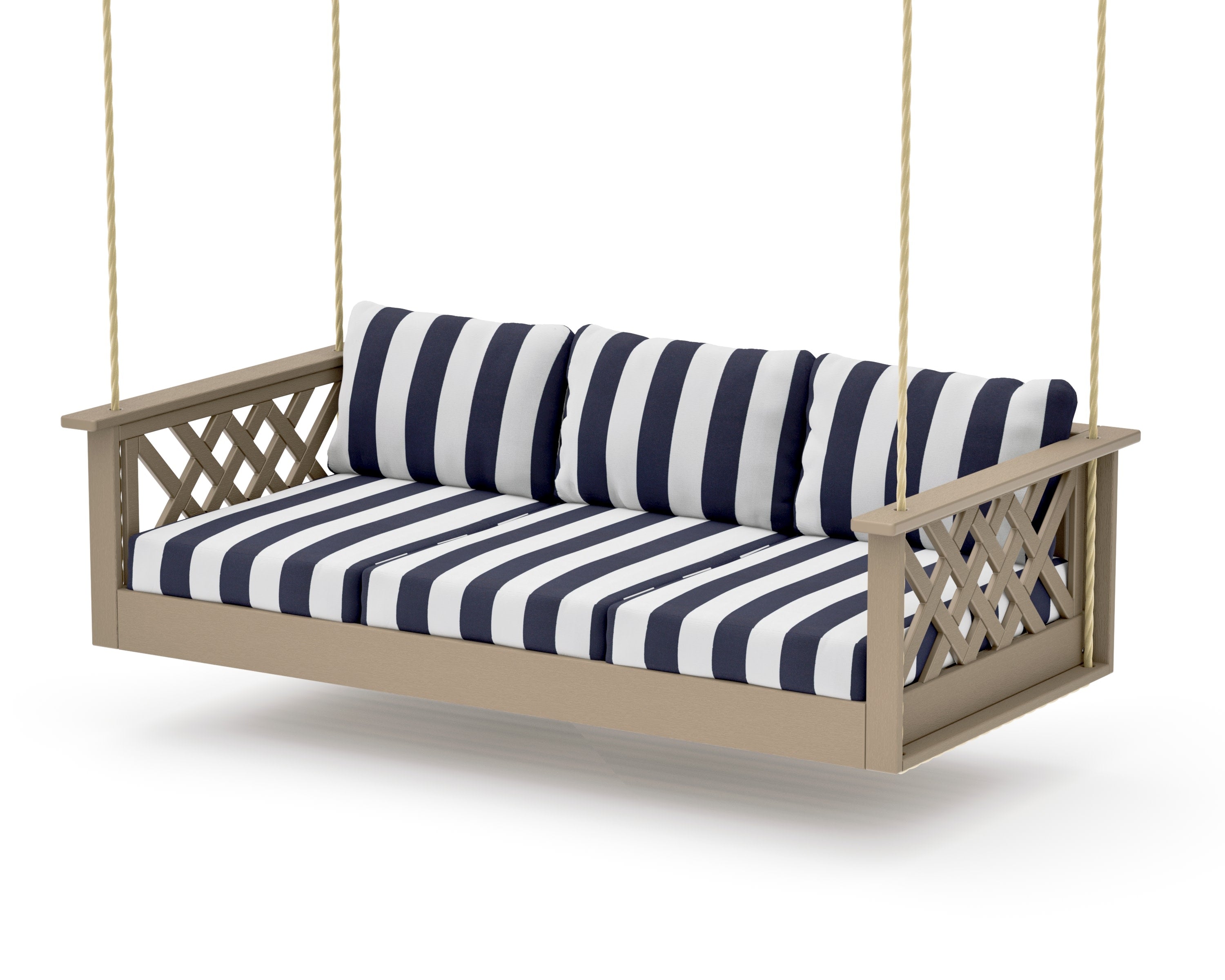 Wovendale Daybed Swing in Vintage Sahara / Cabana Stripe Navy