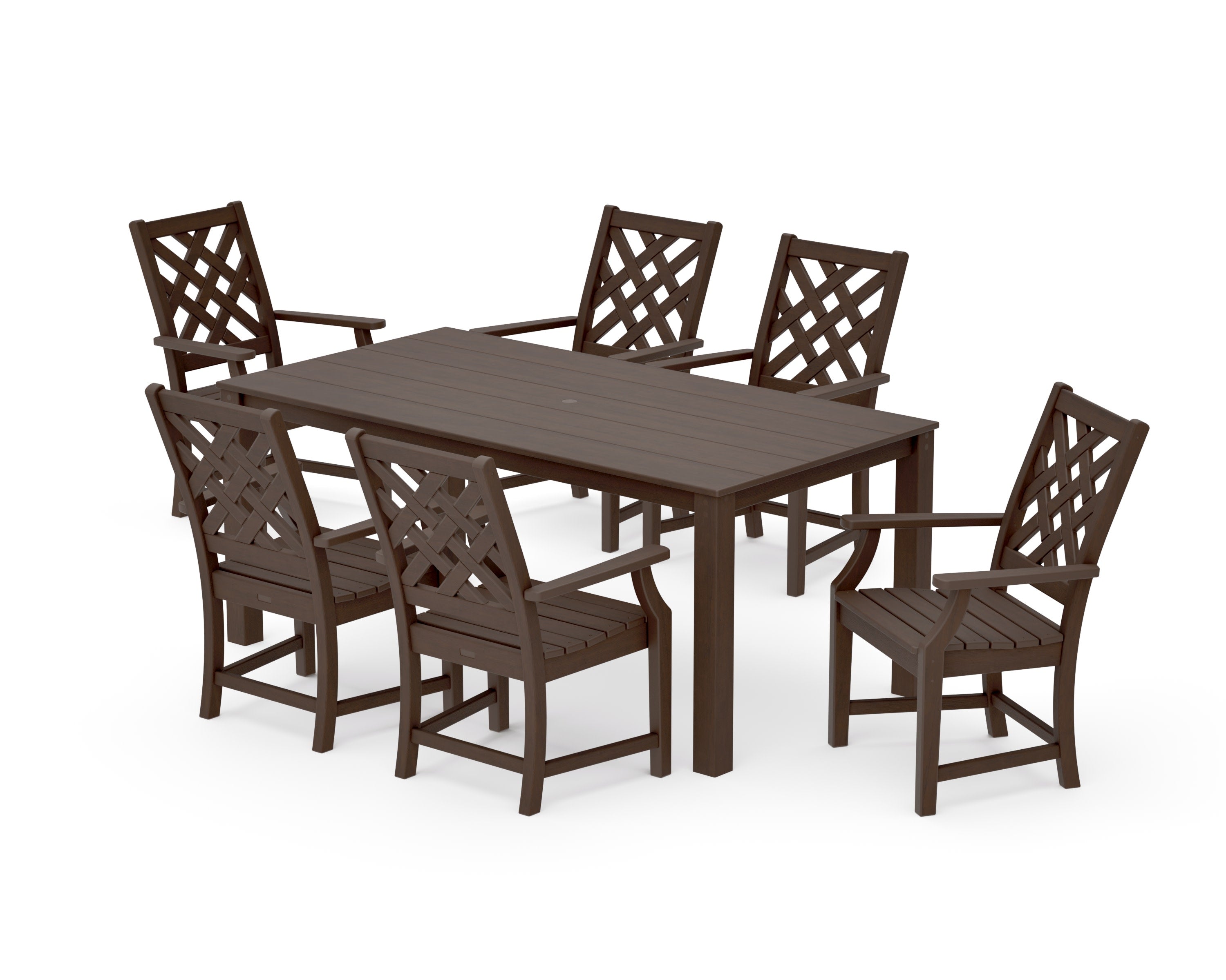 Wovendale Arm Chair 7-Piece Parsons Dining Set in Kona