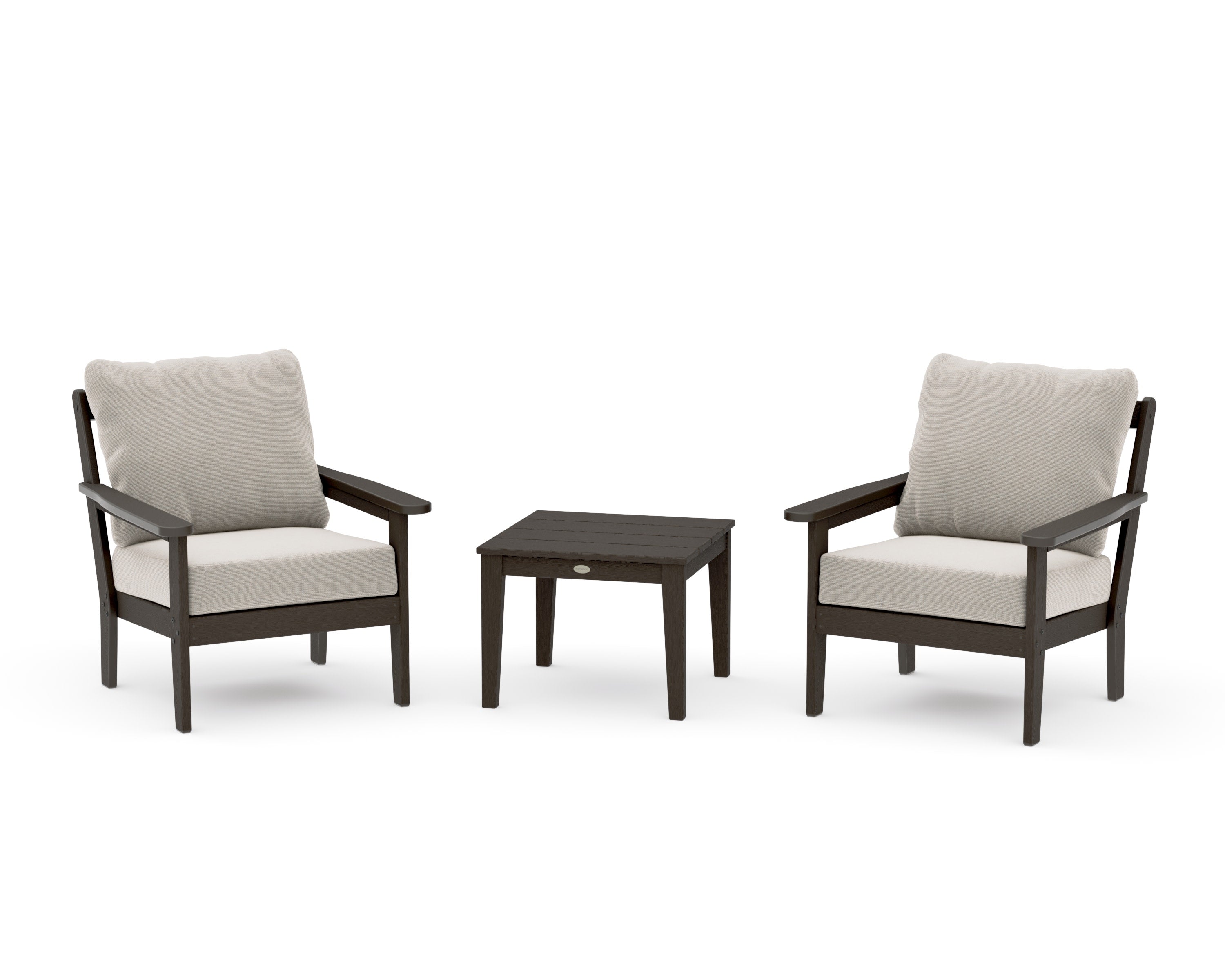 Cottage 3-Piece Deep Seating Set in Vintage Coffee / Dune Burlap