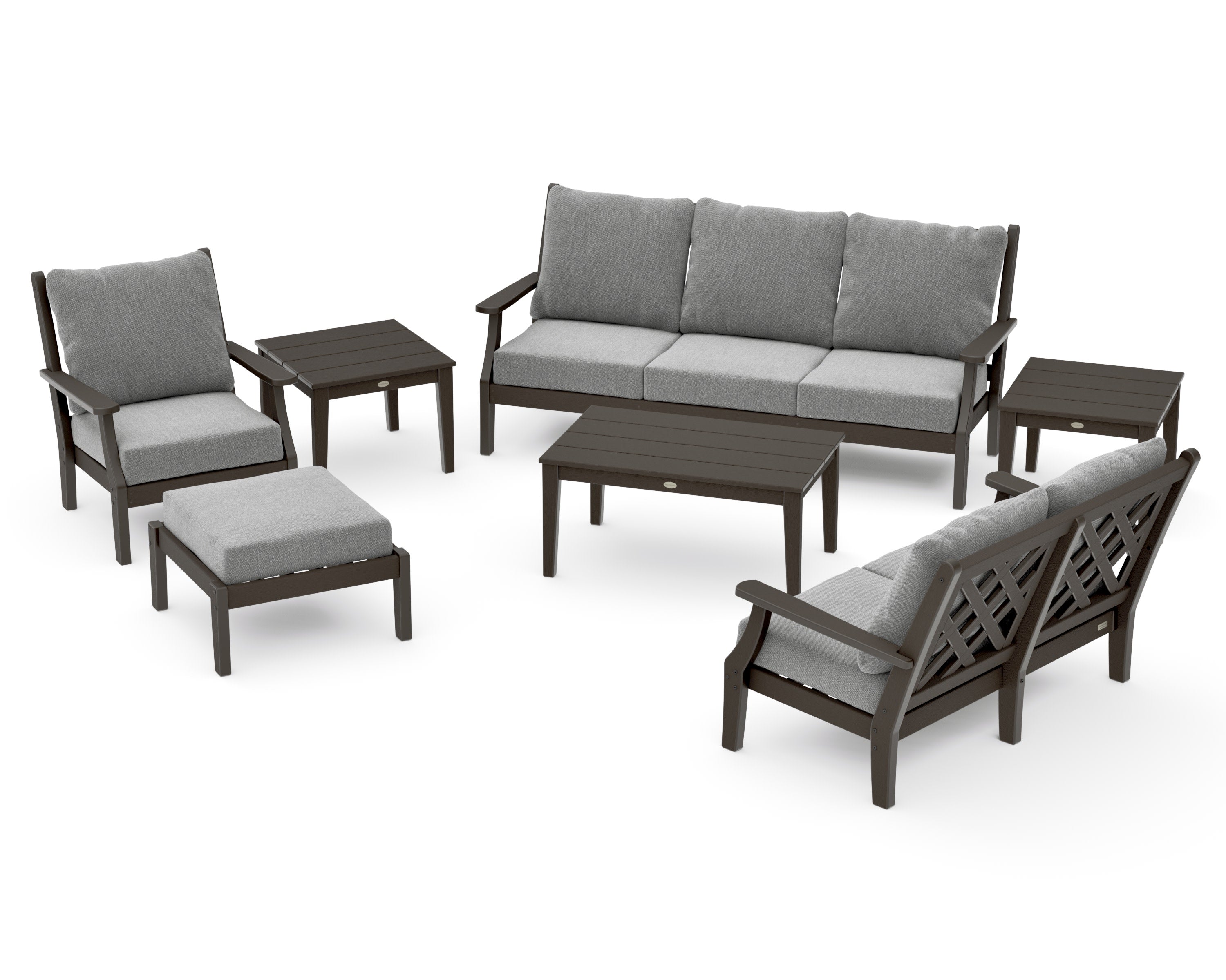 Wovendale 7-Piece Deep Seating Set in Vintage Coffee / Grey Mist