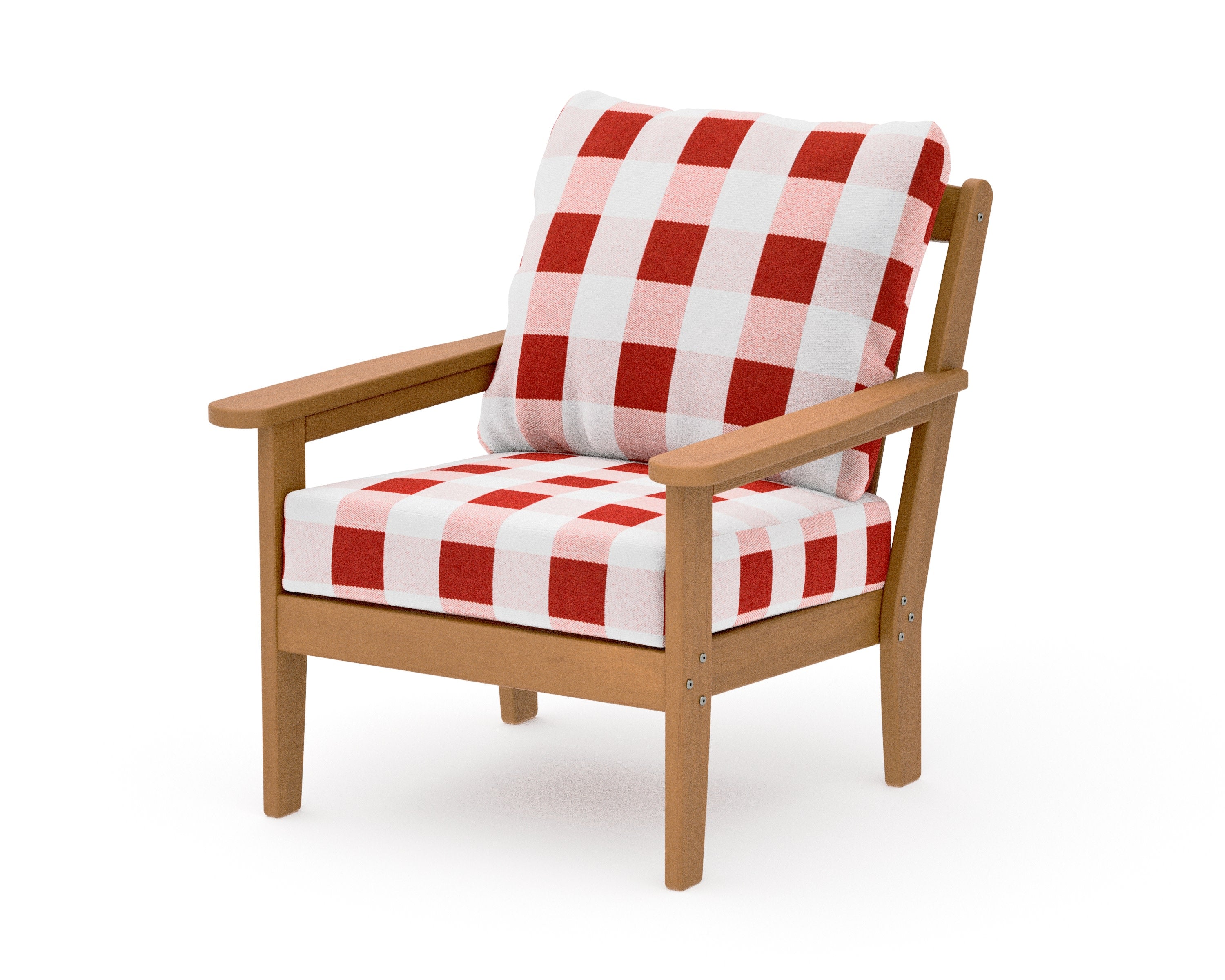 Cottage Deep Seating Chair in Natural / Buffalo Plaid Crimson