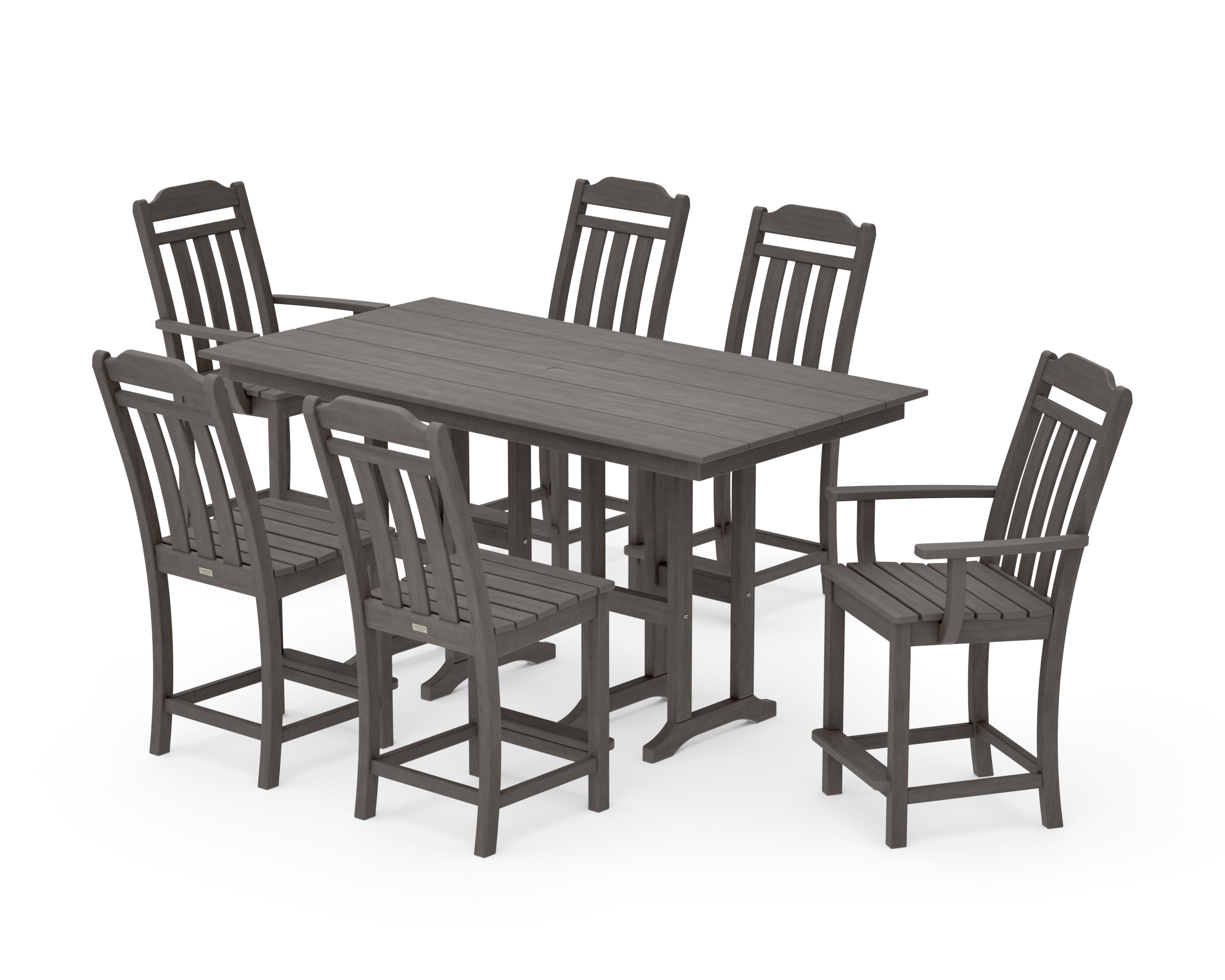 Cottage 7-Piece Farmhouse Counter Set in Driftwood