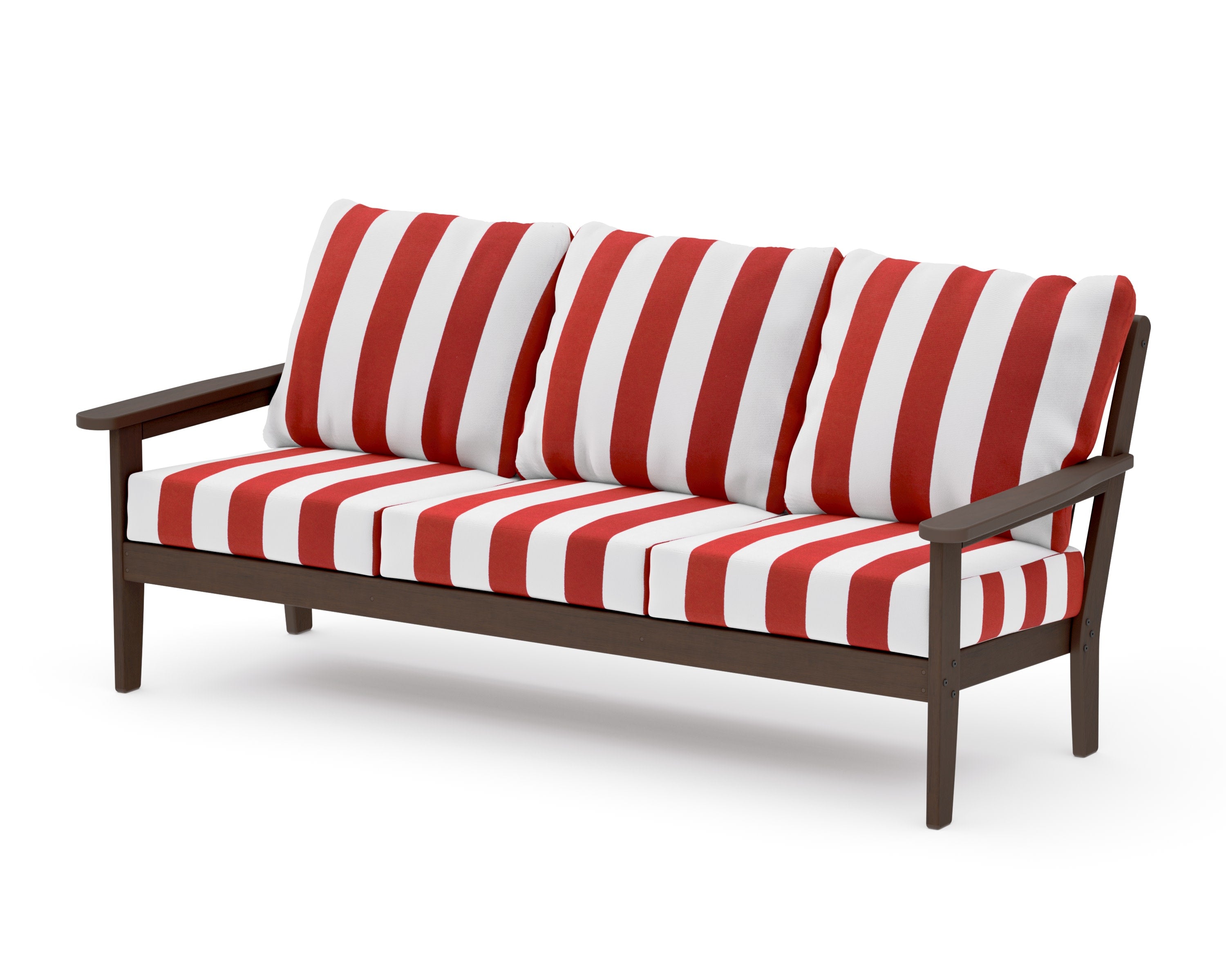 Cottage Deep Seating Sofa in Kona / Cabana Stripe Crimson