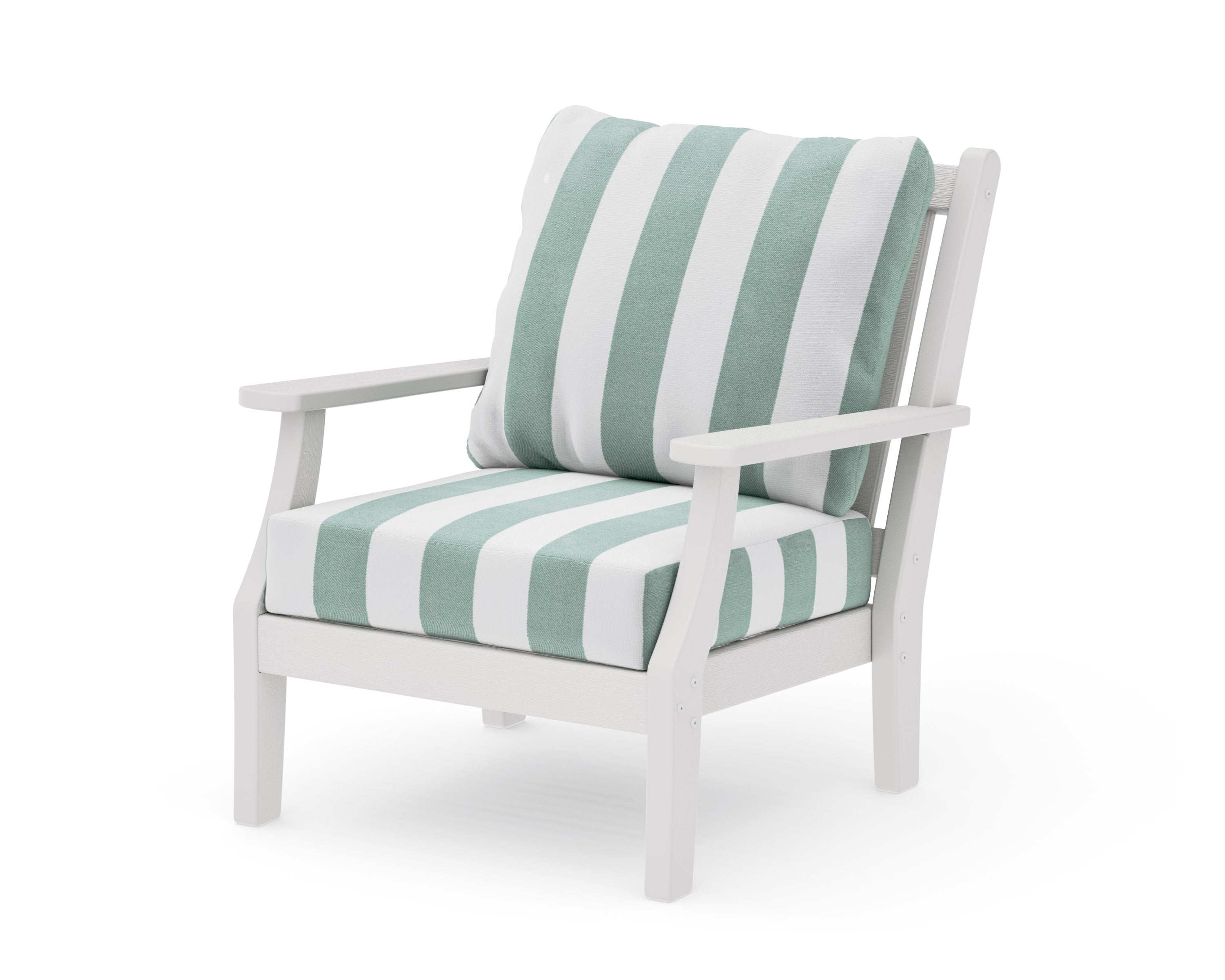 Wovendale Deep Seating Chair in Vintage White / Cabana Stripe Glacier Spa