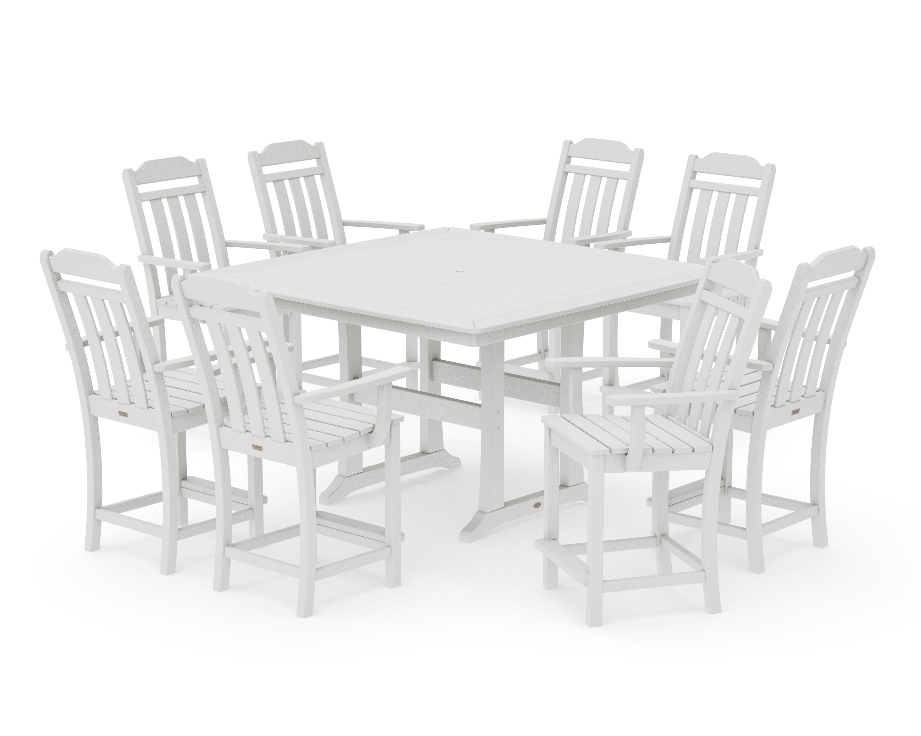 Cottage 9-Piece Square Counter Set with Trestle Legs in Vintage White