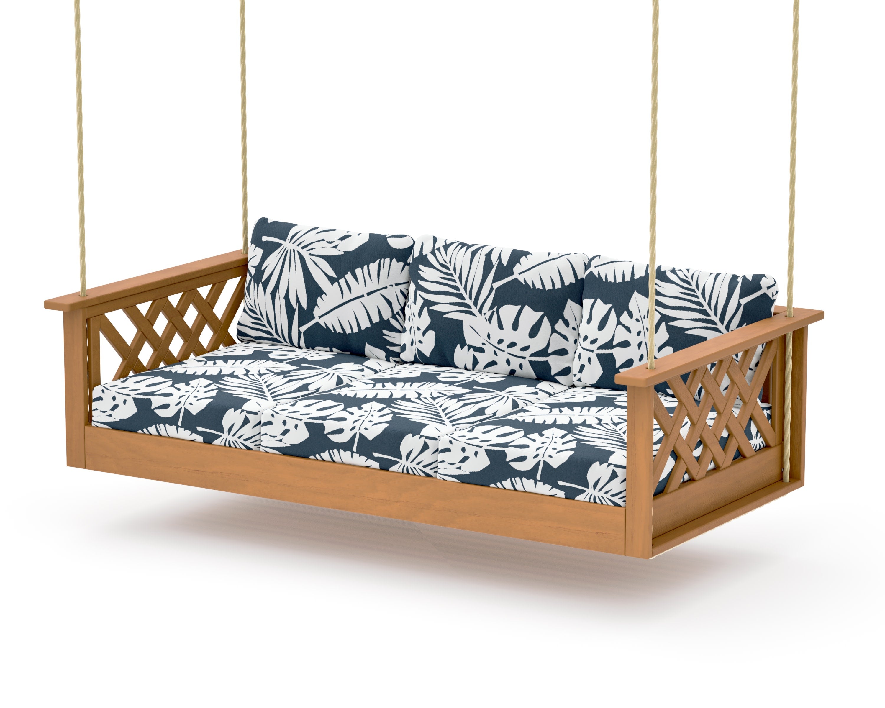Wovendale Daybed Swing in Natural / Leaf Marine Indigo