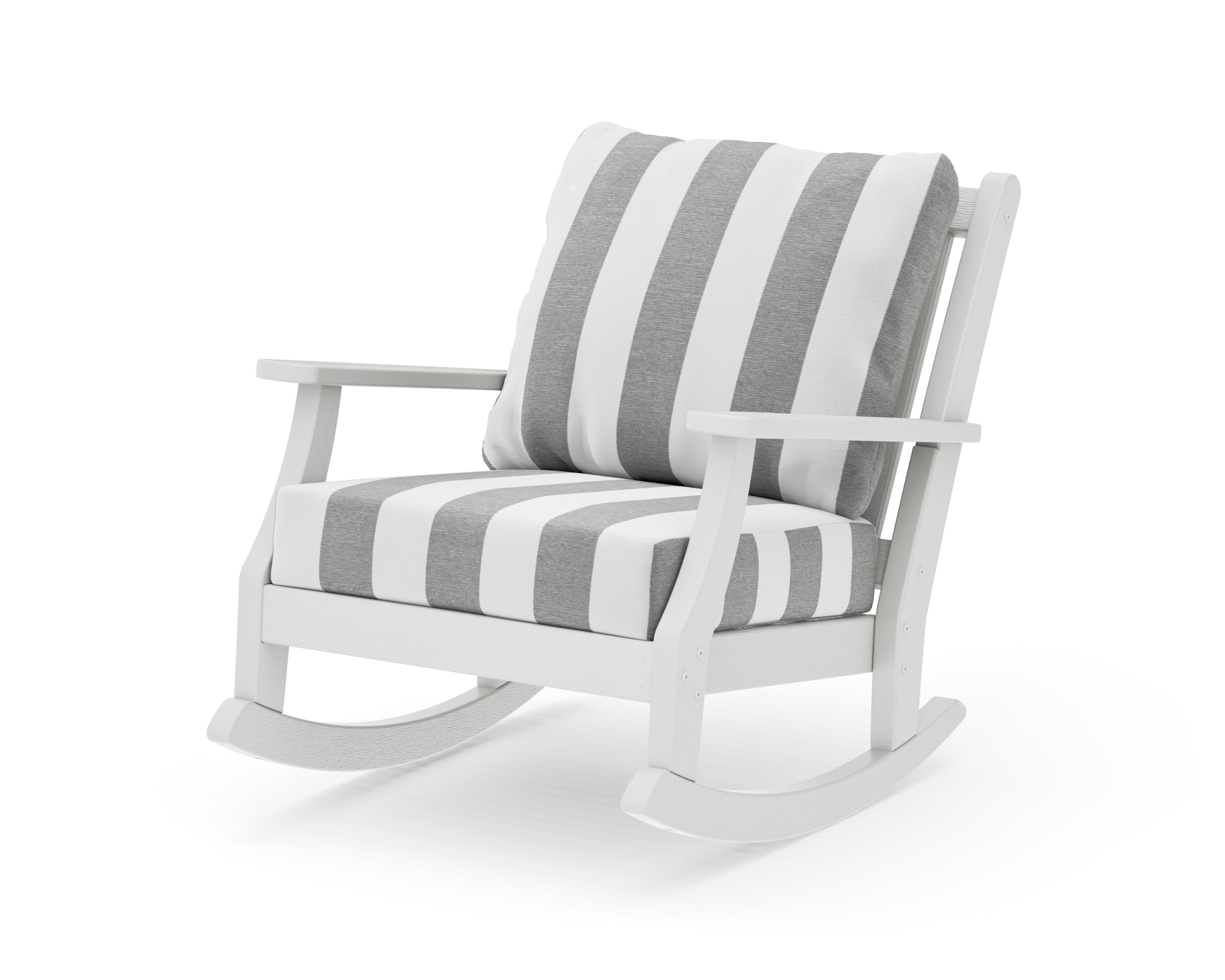 Wovendale Deep Seating Rocking Chair in Vintage White / Cabana Stripe Grey Mist