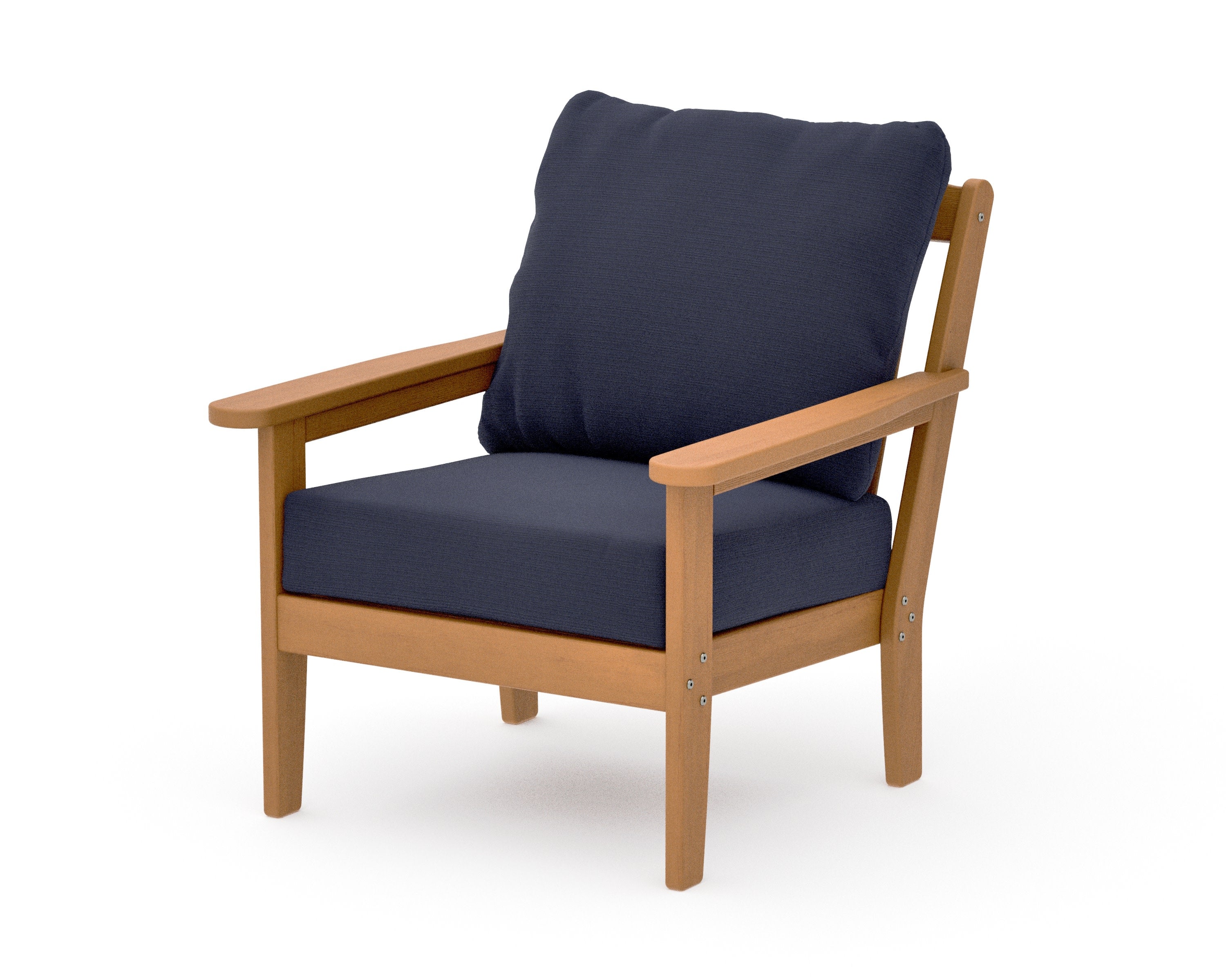 Cottage Deep Seating Chair in Natural / Navy Linen