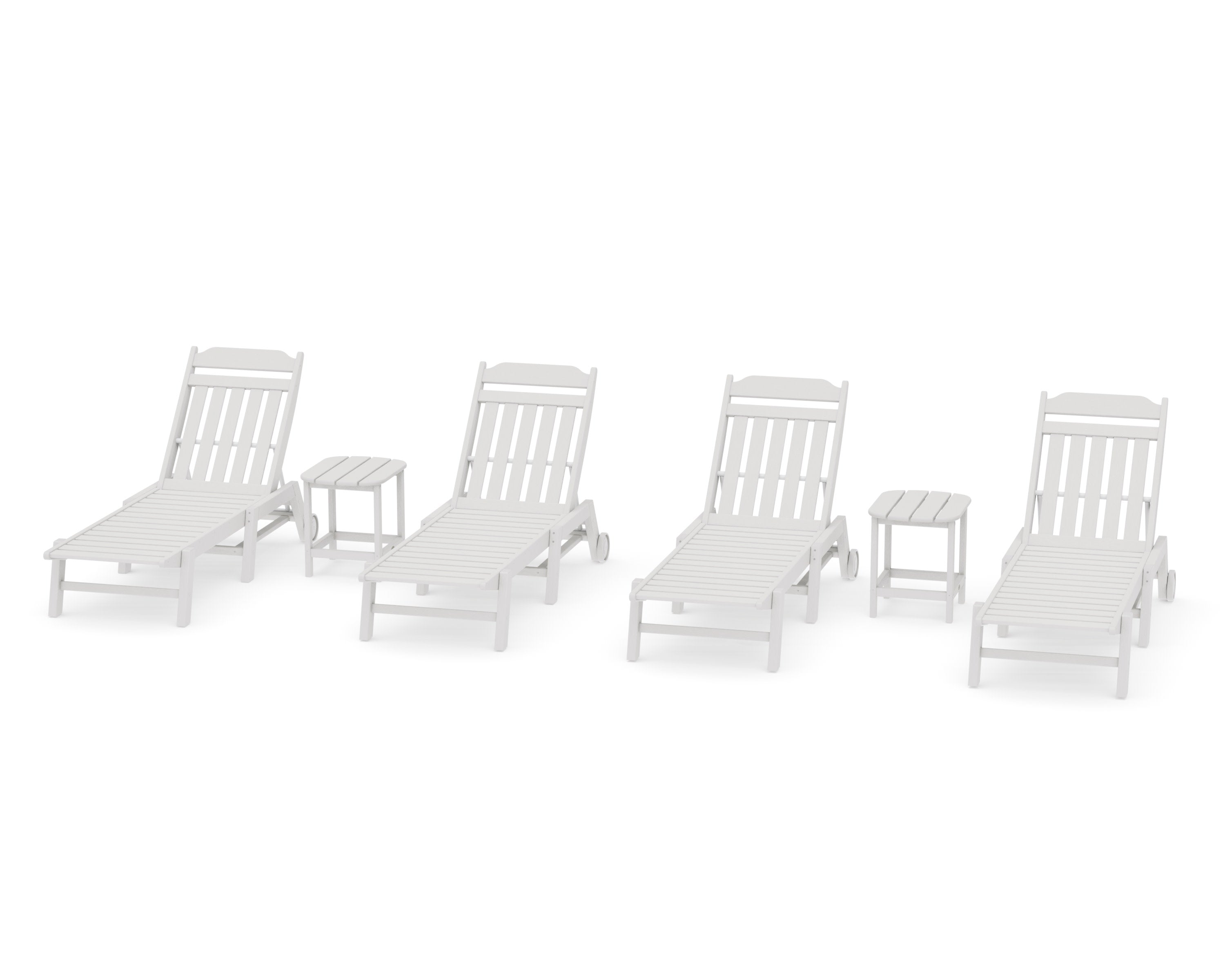 Cottage 6-Piece Chaise Set with Wheels in Vintage White